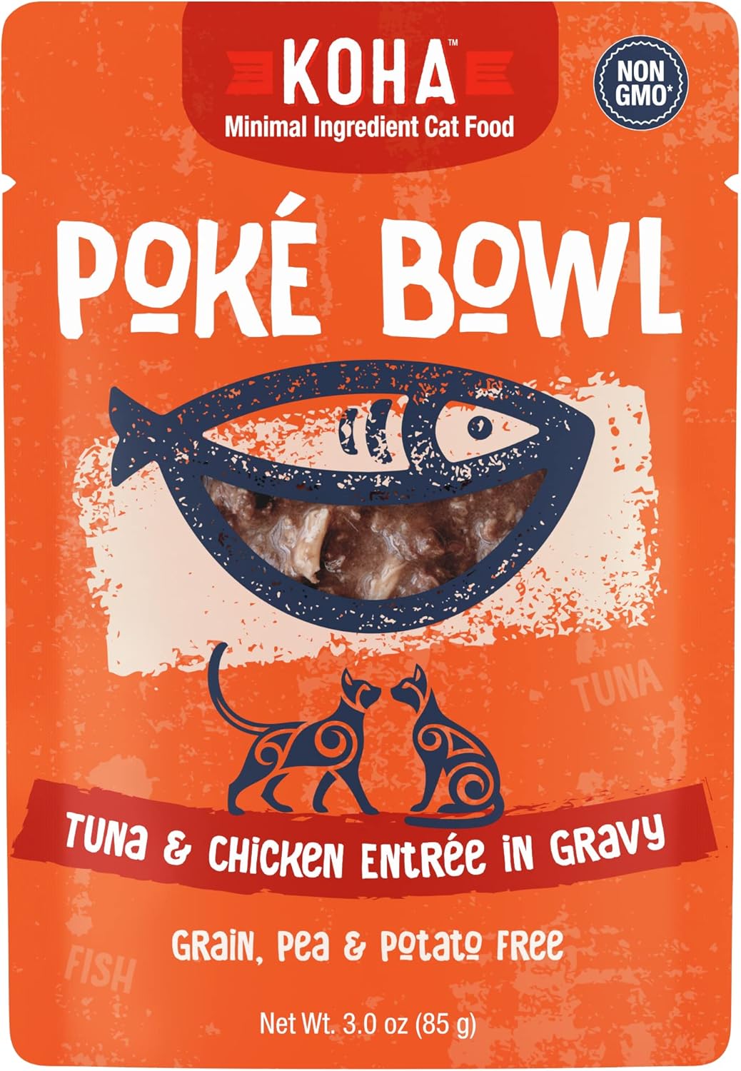 KOHA Poké Bowl Tuna & Chicken Entree in Gravy for Cats, 12-Pack of 3oz Pouches