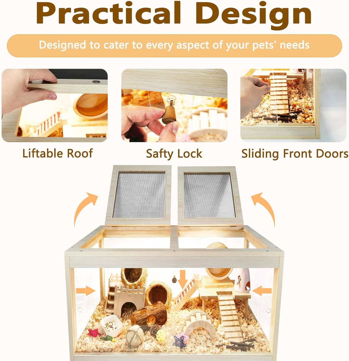 Prolee Hamster Cage Chewproof, Mice and Rat Habitat with Transparent Sides, Hamster Cage with Openable Mesh Top, Solid Built with Lock Design and Leg Stand, 24" Wide