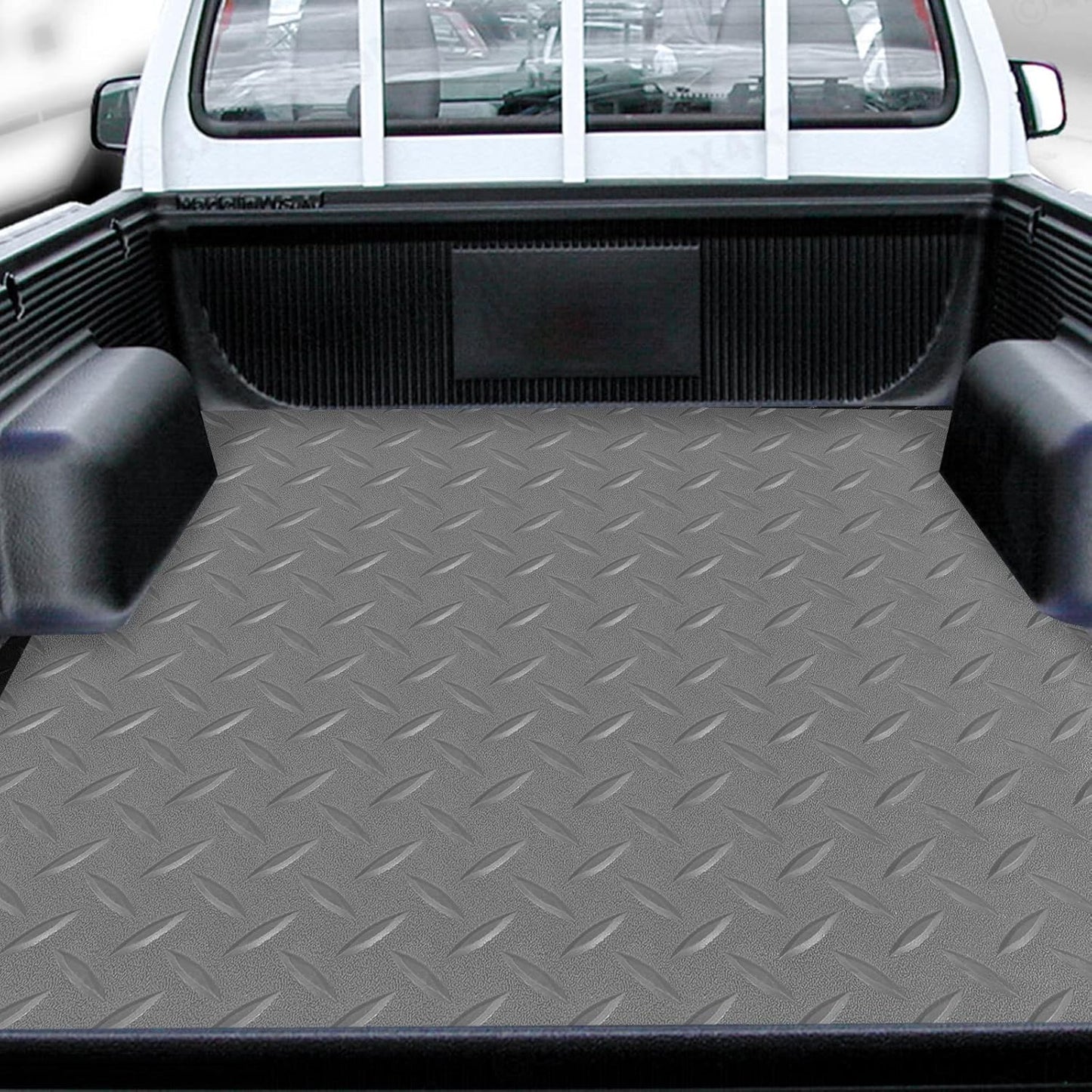 Boshen 7.5Ft x 17Ft Rubber Flooring Mats 2.9mm Thickened Diamond Plate Flooring Roll 127.5sqft Rubber Trailer Garage Floor Mats Non-Slip Floor Protector Mat for Garage Warehouse Gym Basement-Gray