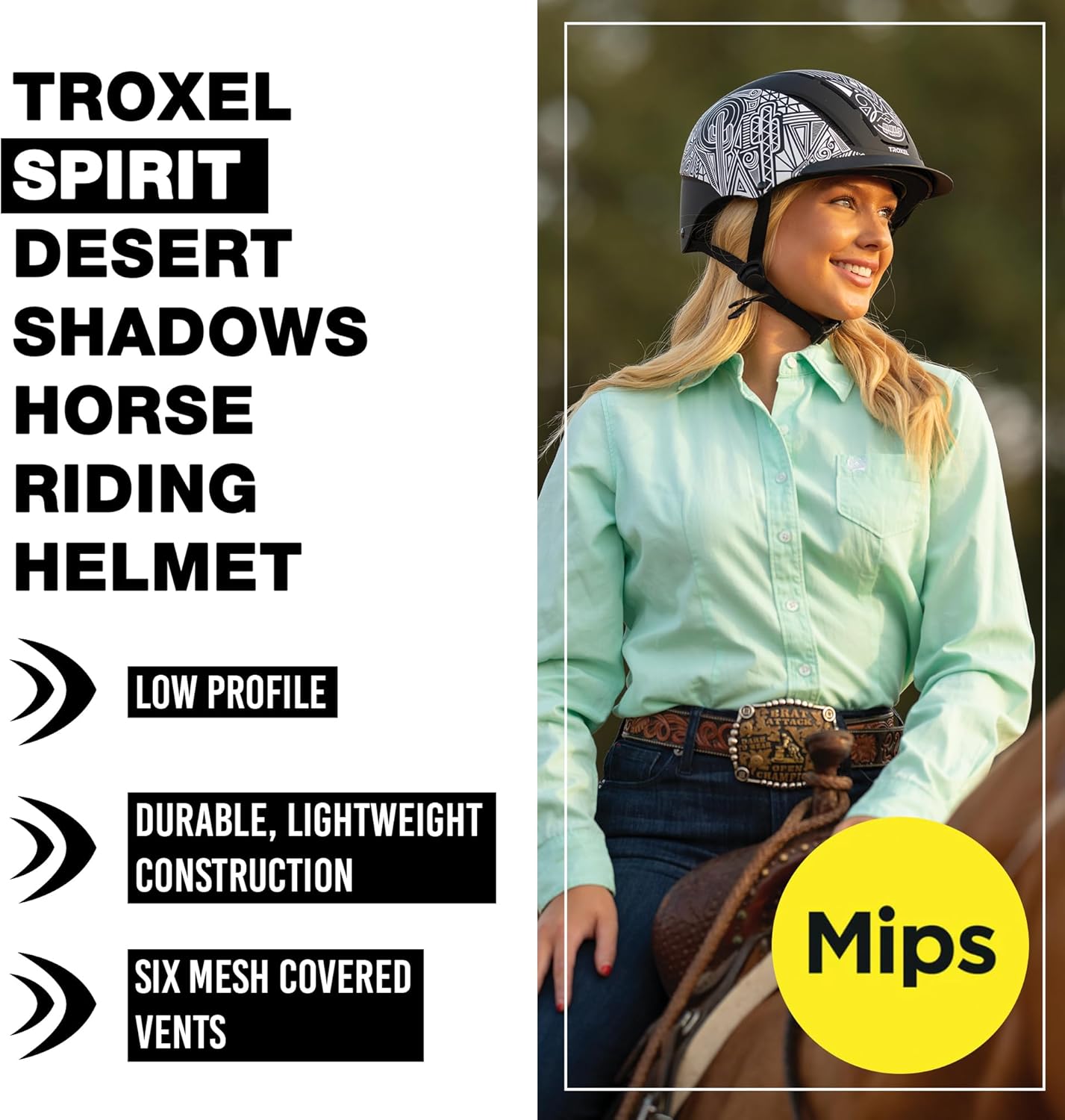 Troxel Spirit MIPS Technology Full Coverage Horse Riding Helmet, Horseback Riding Gear for Equestrians, Extra Small/Youth (6-1/4-6-1/2), Desert Shadows