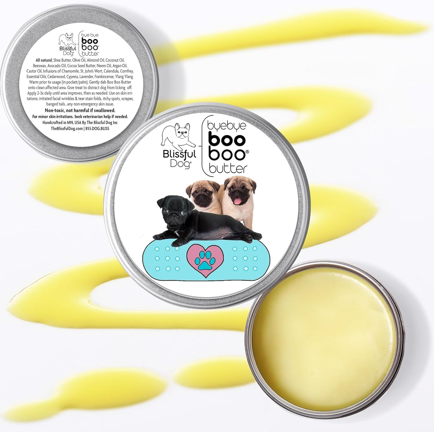 The Blissful Dog 1 oz TIN Pug Booboo Butter