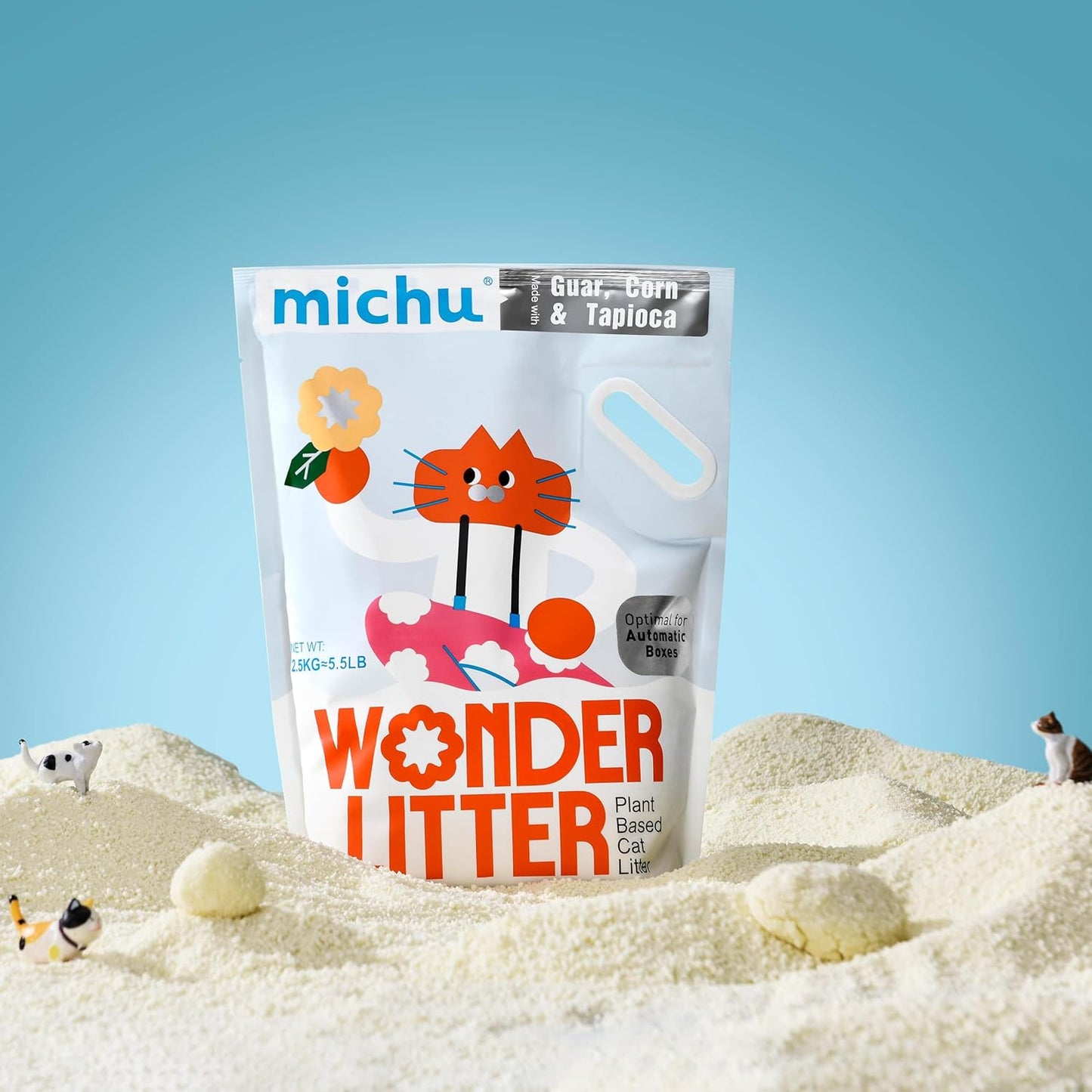 Tofu Cat Litter Natural Clumping Tofu Cat Litter 5.5lb/88oz 5 Scents (Greentea + Wonder Litter, 2 Pack)