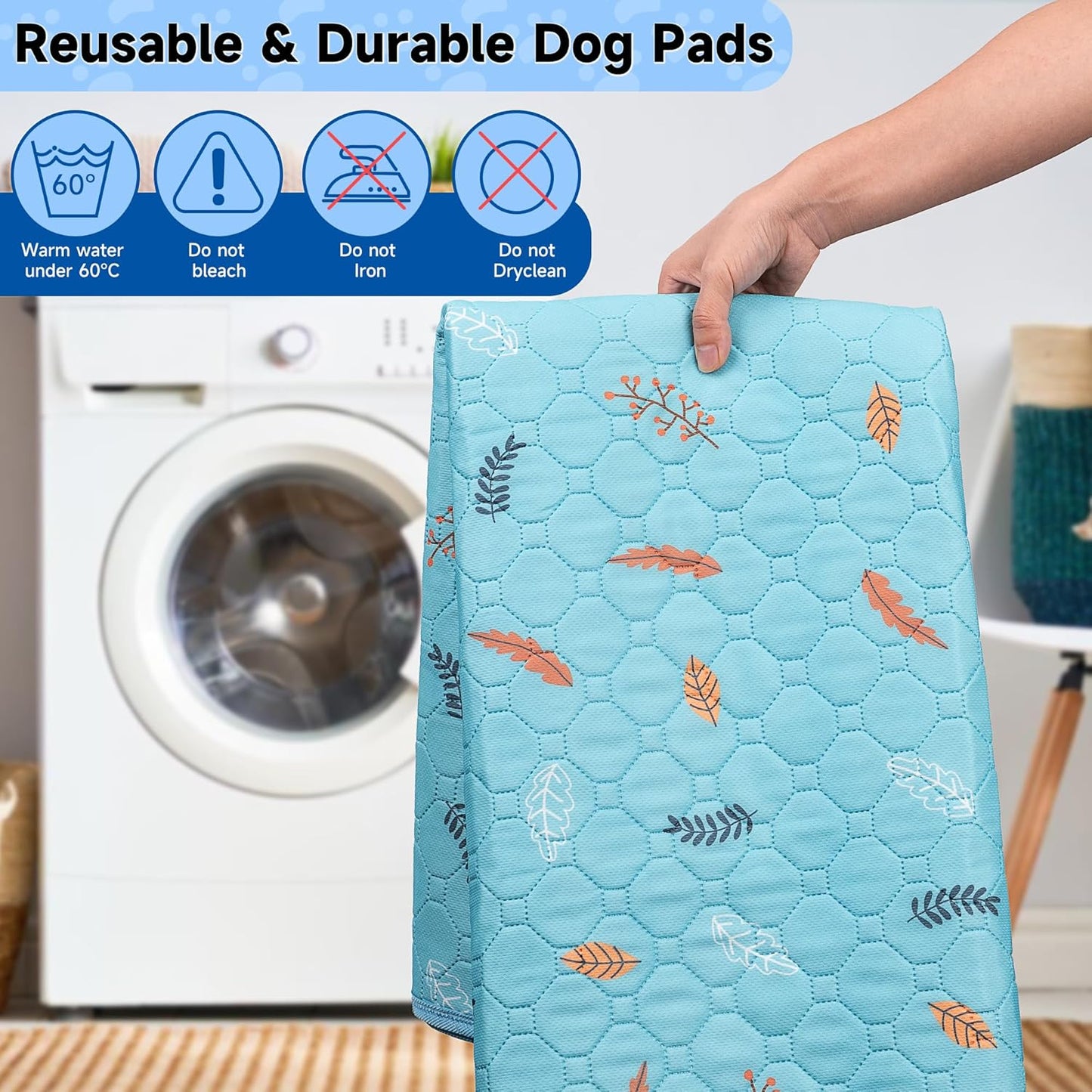 Sunheir 2 Pack Washable Guinea Pig Pee Pads, 24" x 48" Waterproof Reusable Guinea Pig Cage Liners, Absorbent Bedding Training Mat for Small Animal Guinea Pigs Rabbit Bunny Hamster - Sky Blue