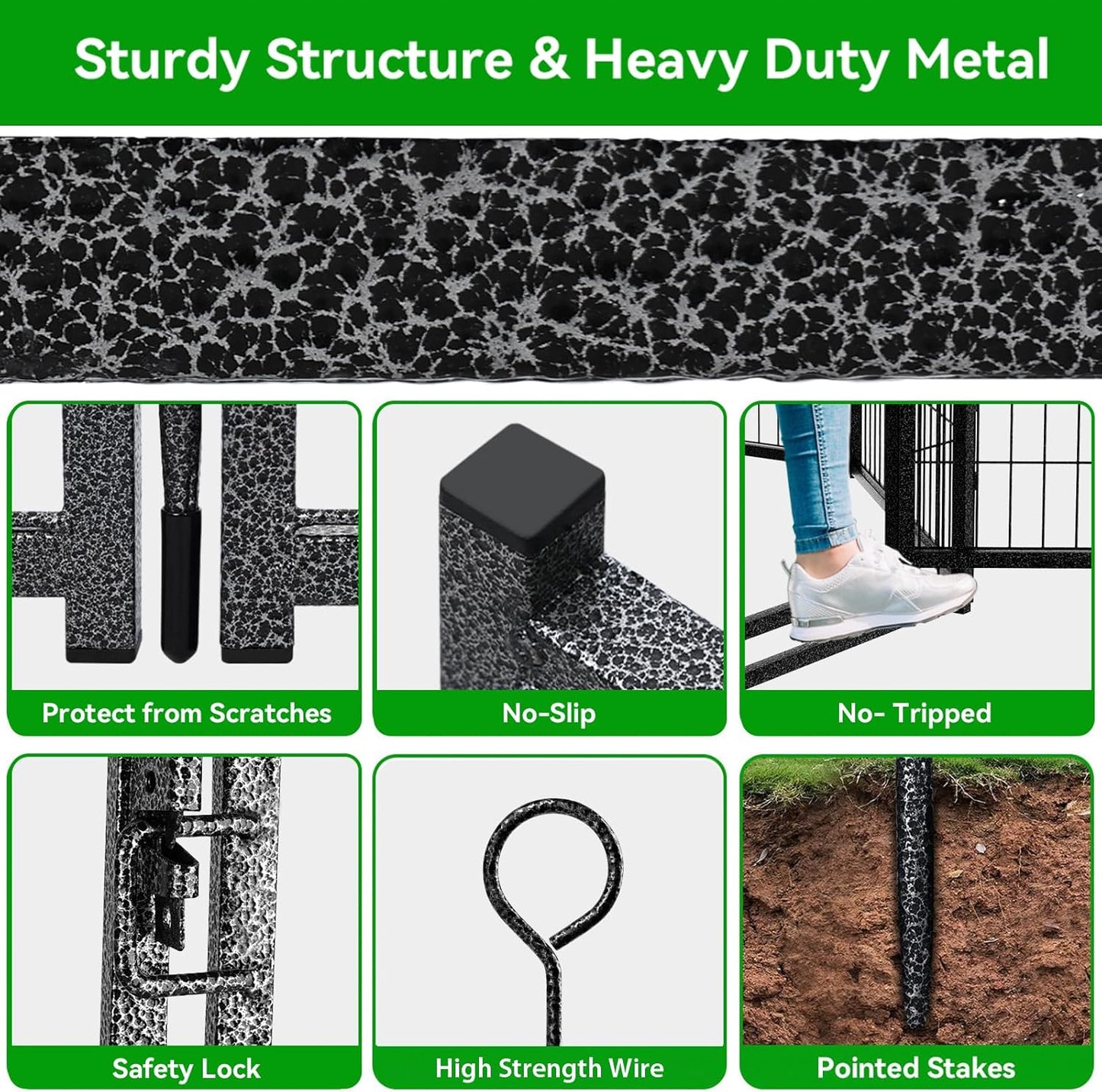 Dog Playpen Outdoor Extra Wide 8 Panels Heavy Duty Dog Fence 32" Height Anti-Rust with Doors Portable for RV Camping Yard, Total 21FT, 35 Sq.ft, Snowy Black