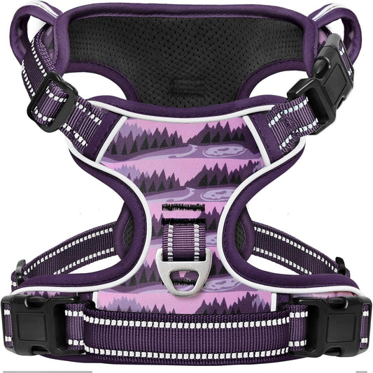 Timos Dog Harness,No-Pull Pet Harness Adjustable Soft Padded Dog Vest,Reflective No-Choke Pet Oxford Vest with Easy Control Handle for X-Small Dogs,Moon Night,XS