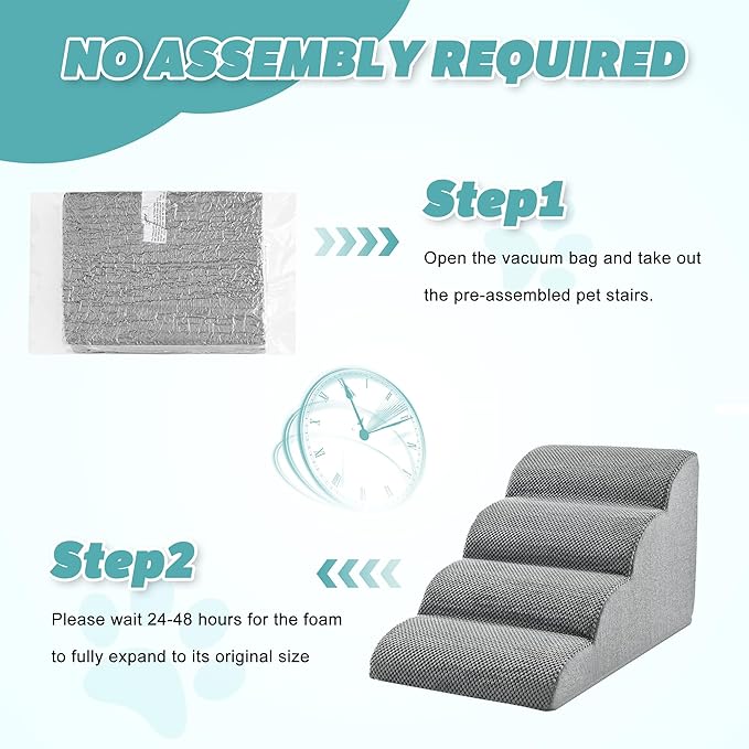 IFNOW Dog Stairs for Small Medium Dogs and Cats 19.7" H, 5-Step Studry Dog Steps for Bed, Couch, High Density Foam Pet Stairs for Dogs to Get on Bed, Non-Slip Balanced Curved Indoor Pet Ramp, Grey