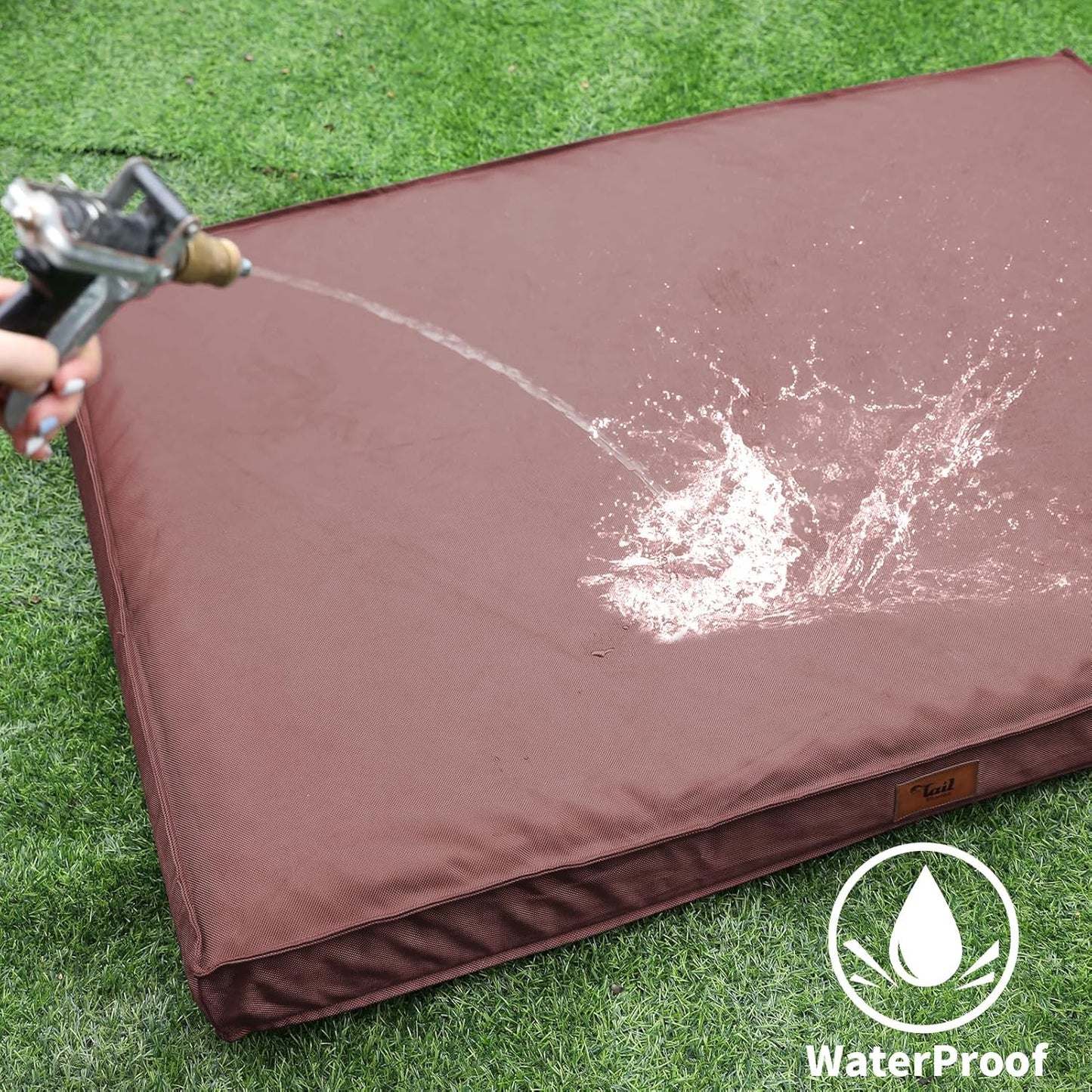 Outdoor Dog Bed for Small Dogs, Waterproof Dog Crate Bed for Small Dogs, Orthopedic Egg Crate Foam Puppy Beds with Washable and Removable Oxford Cover, Pink