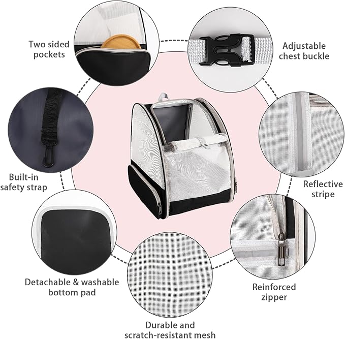 Cat Backpack Carrier,Pet Carrier Airline Approved for Small Dog Cat Puppy Kitten Bunny,Ventilated Mesh Design Animal Backpack for Hiking Camping Travel Bag (Black)