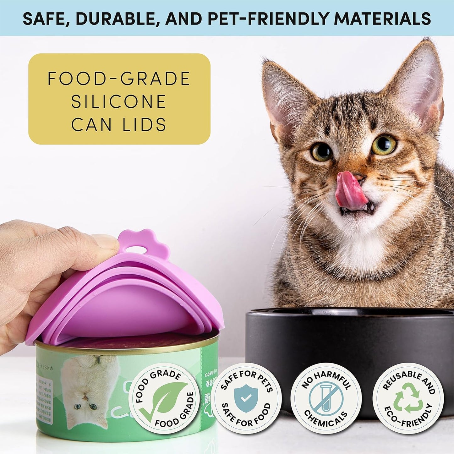 4 Pack Universal Pet Food Can Covers Lids - One fit 3 Standard Size Cans for Cats and Dogs Food Cans - Easy to Clean - Safe Silicone - Aurora Greens
