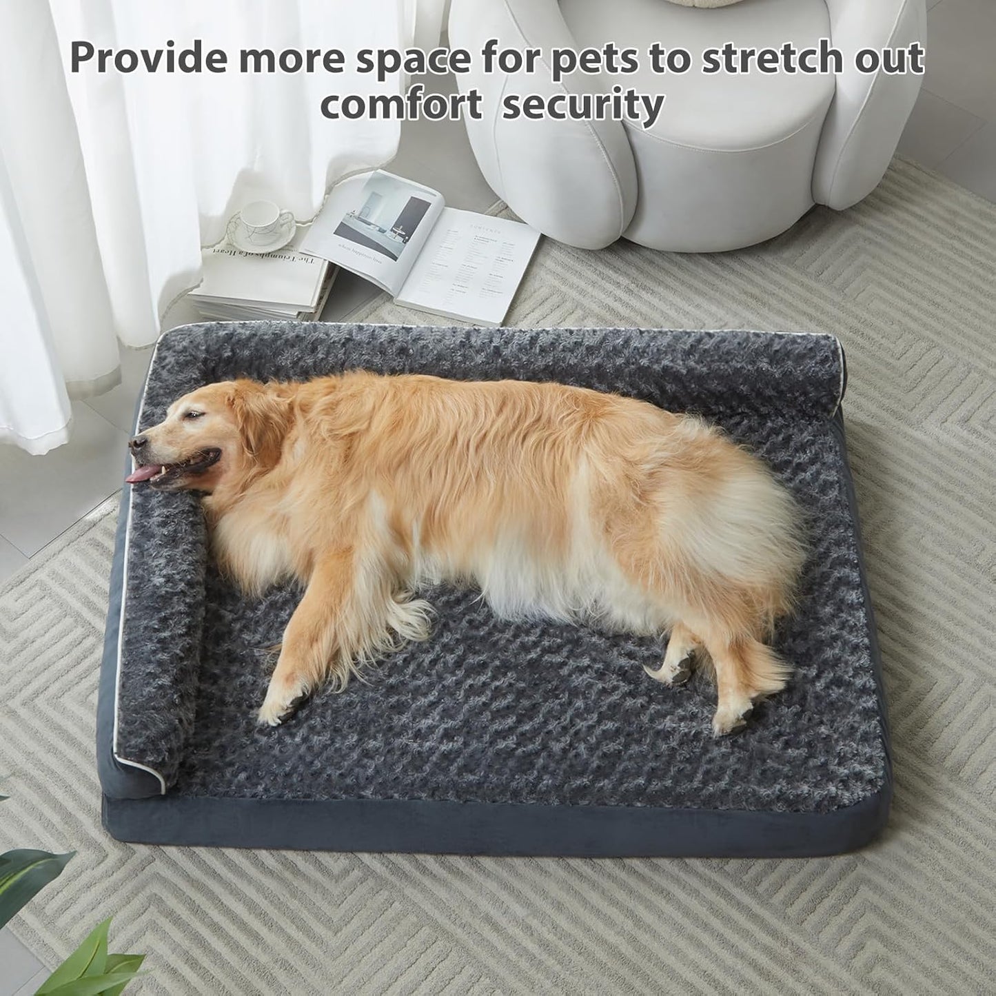BFPETHOME Orthopedic Dog Beds for Large Dogs-Waterproof Sofa Dog Bed with Removable Washable Cover, Big Pet Bed with Waterproof Lining and Nonskid Bottom,Pet Bed for Large Dogs