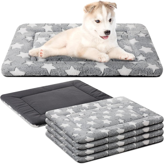 4 Pcs Washable Dog Crate Mat Kennel Pad Replaceable Reversible Pet Bed Pad for Crate Pet, Sleeping Mat for Small, Medium, Large Dog Machine Washable(18 x 24 x 1.6 Inch,Gray)