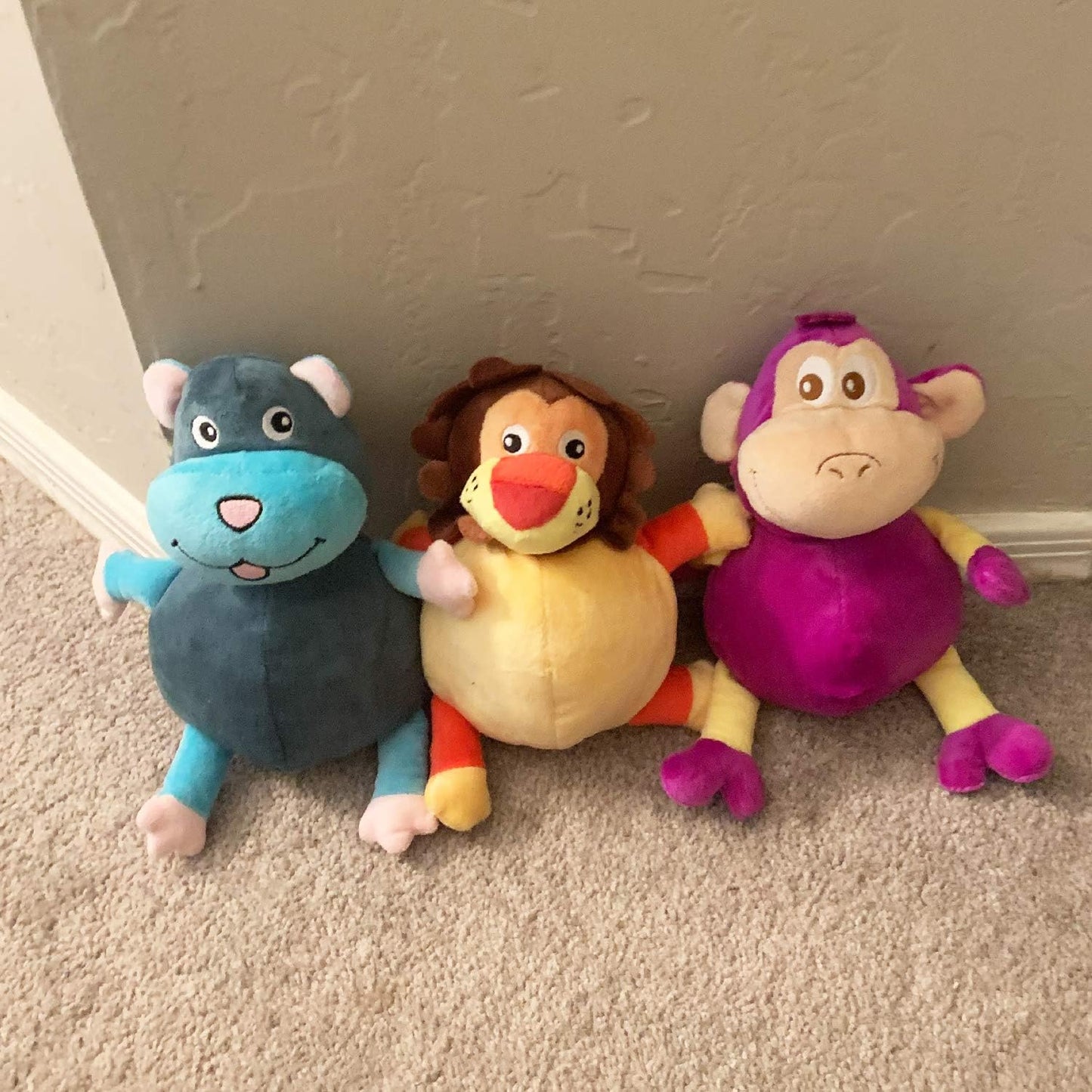 Jalousie Dog Squeaky Toys Value Set Non-Toxic Squeaky Balls Toss Fetch TPR Rubber Puppy Toys Spikey Dog Chew Toy for Small Medium Breed Pet Toys for Puppy (3 Pack 2-in-1 Plush)