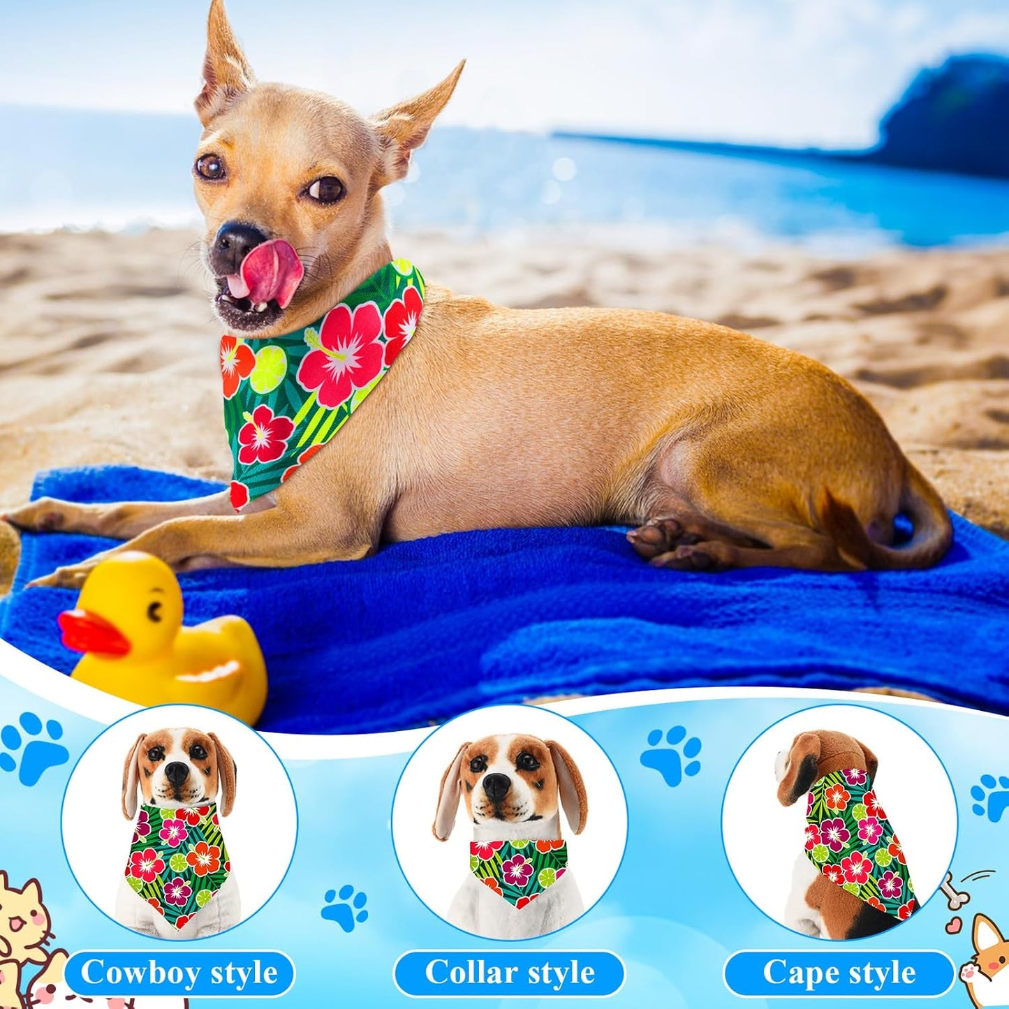 72 Pcs Hawaiian Dog Bandanas Bulk Summer Triangle Scarf Fruit Cat Bibs Puppy Scarf Flower Pet Bandanas for Puppy Cat Birthday Party Costume