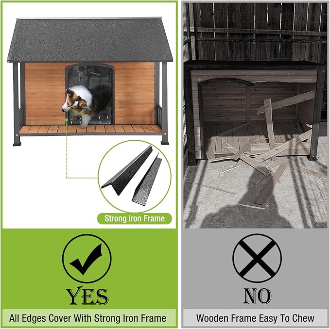 Gutinneen Large Dog House Outdoor Dog Kennel with All-Around Iron Frame Dog Cage Perfect for Small & Medium & Large Dogs,Roomy