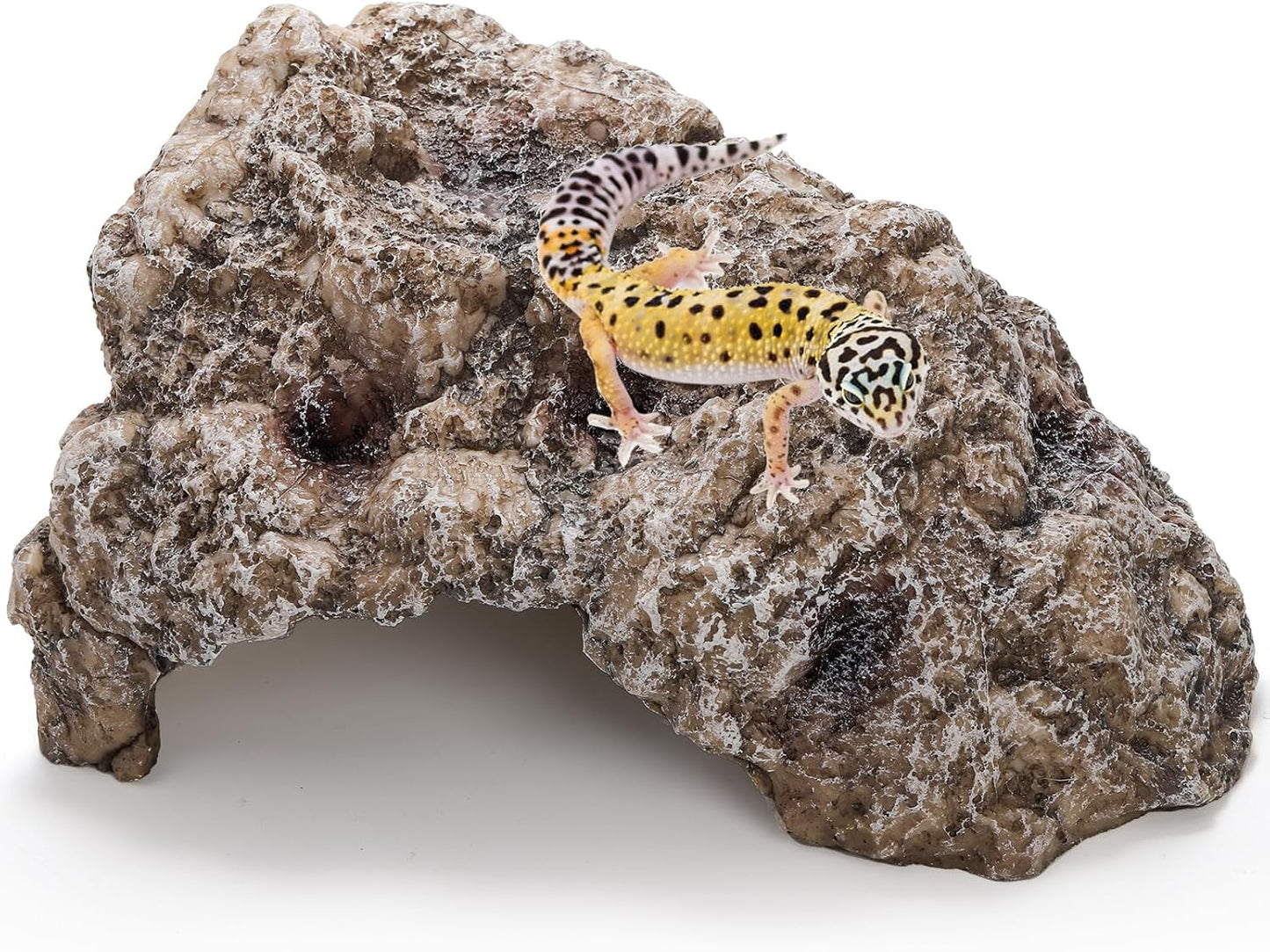 TOPZEA Reptile Hide Cave, Large Resin Bearded Dragon Hideout Rock Caves Snake Hide, Natural Terrarium Habitat Decor Ornament for Leopard Gecko Lizard Turtle Frog, Amphibian Tank Accessories