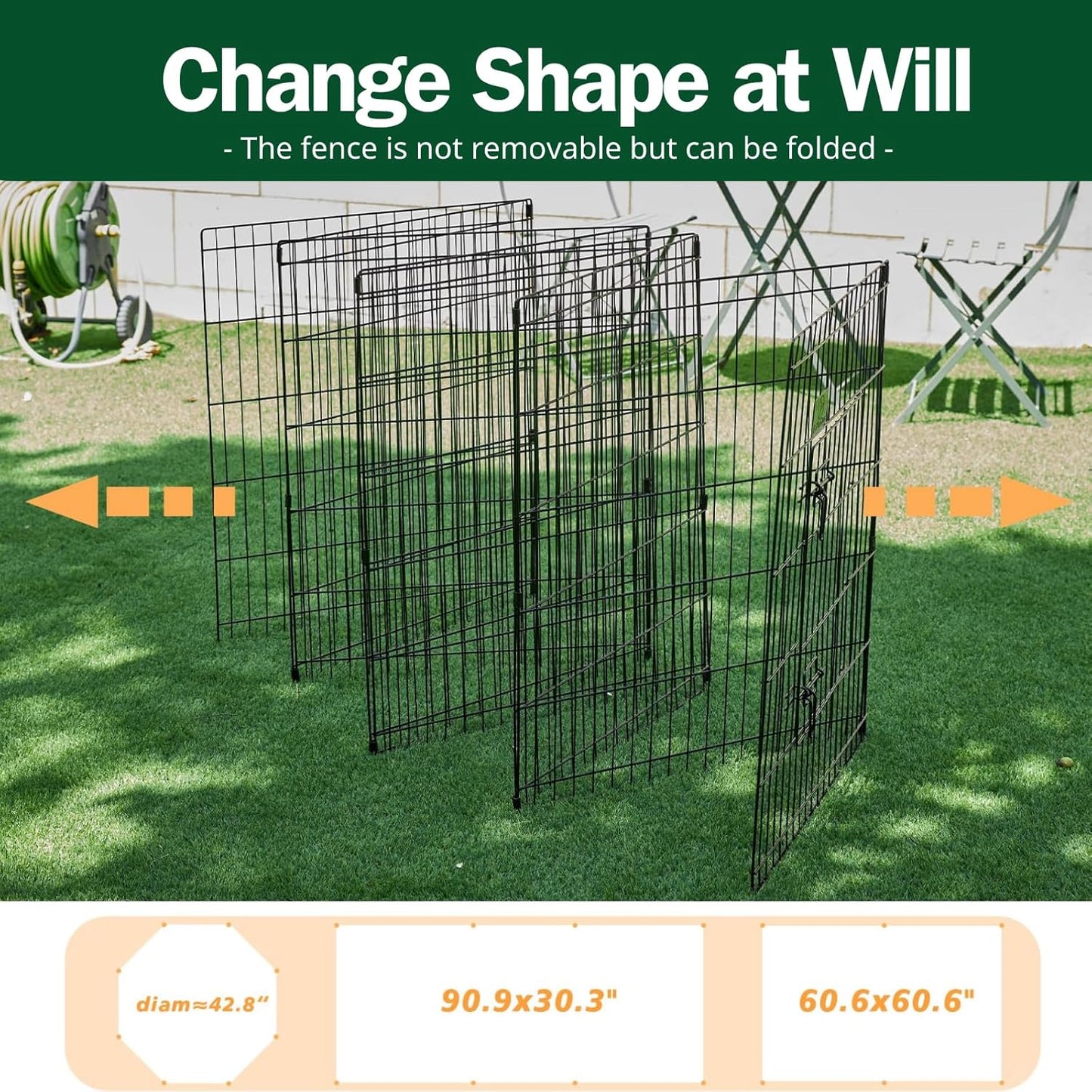 PJYuCien Dog Playpen, 8 Panels 36’’H Dog Pens Indoor with Bottom Pad and Top Cover, Metal Foldable Pet Puppy Exercise Fence Crate Kennel, Better for Medium Animals,Black