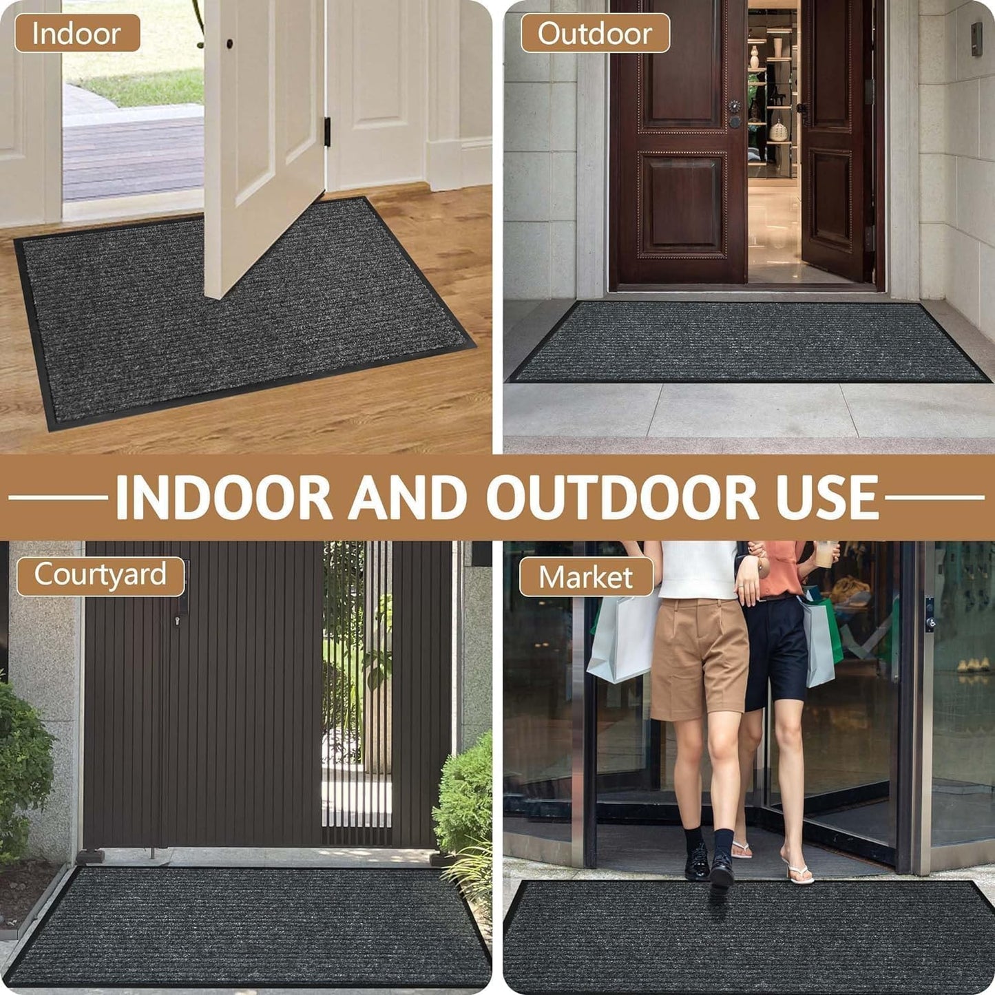 Front Door Mat Outside Entrance, 96" x 48" Sturdy Indoor Outdoor Mats for Entryway, Low Profile Welcome Doormat for Home Entrance, Non Slip Shoe Scraper Mat, Ideal for High Traffic Area