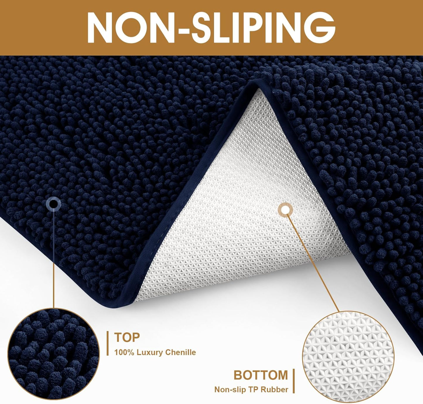 Extra Large Dog Door Mats for Muddy Paws, Chenille Absorbent Dog Mats, Non Slip Heavy Mud Mat for Dogs, Soft Pet Mat for Entryway, Mud Paws, Inside Floor,60" x 36", Navy Blue