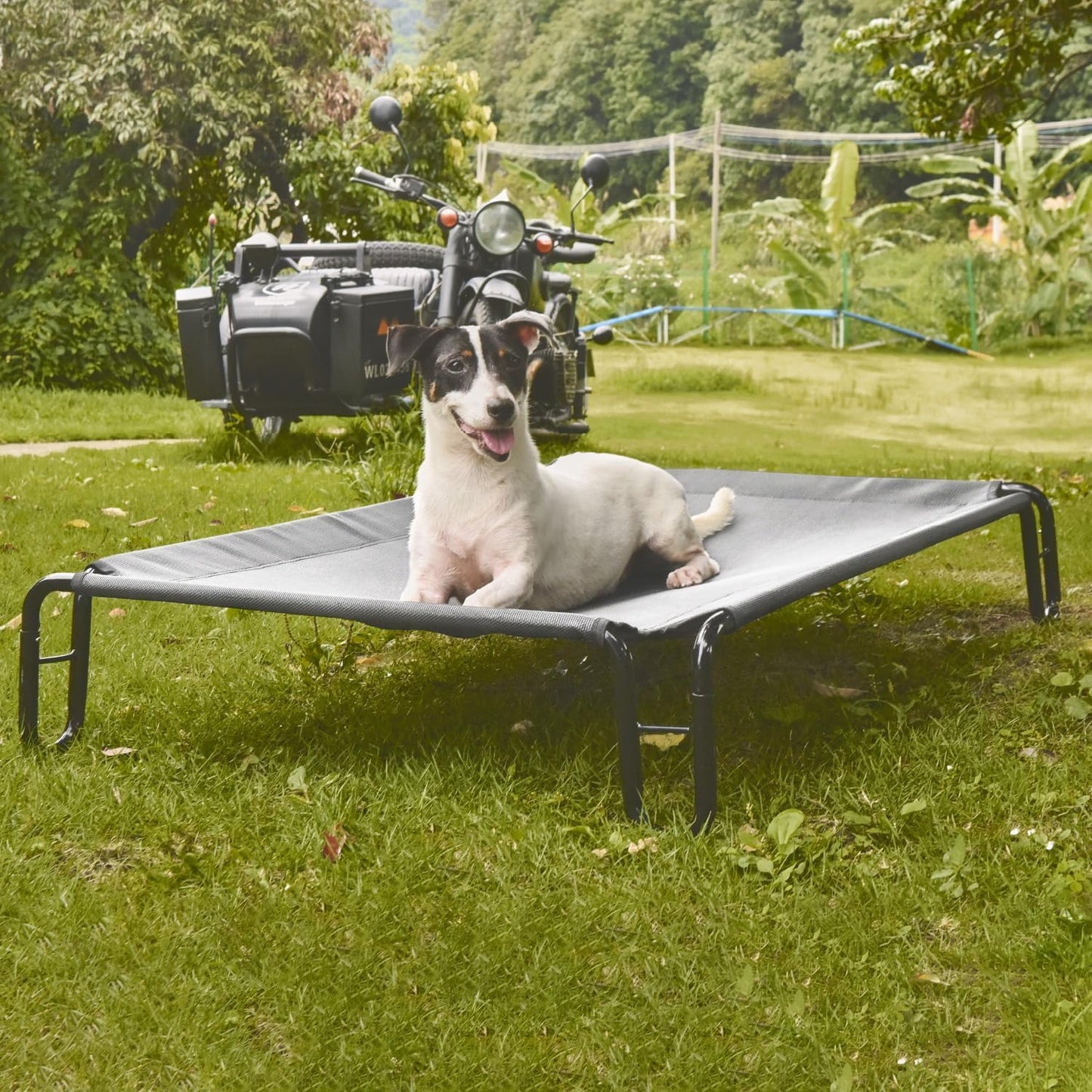 Pettycare Elevated Outdoor Dog Bed - Medium Dog Cot, Waterproof, Cooling, Non Slip, Up to 40 lbs, Grey