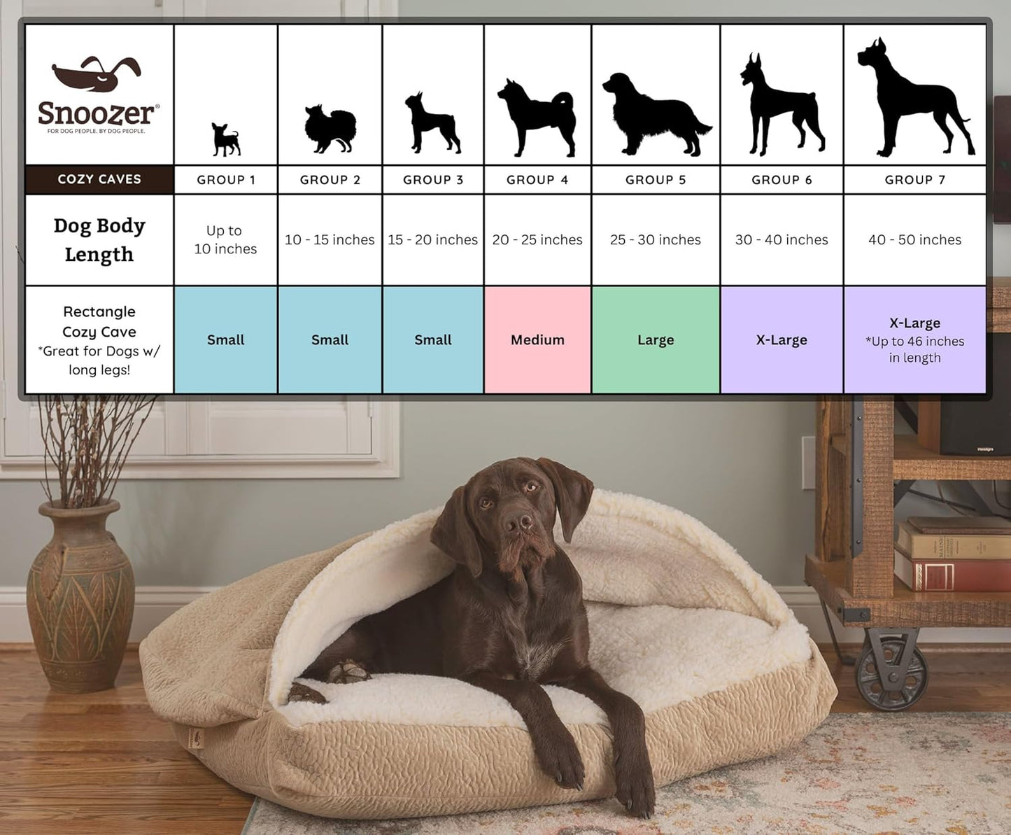 Snoozer Pet Products Luxury Rectangle Cozy Cave Dog Bed with Microsuede, Extra Large, Sapphire