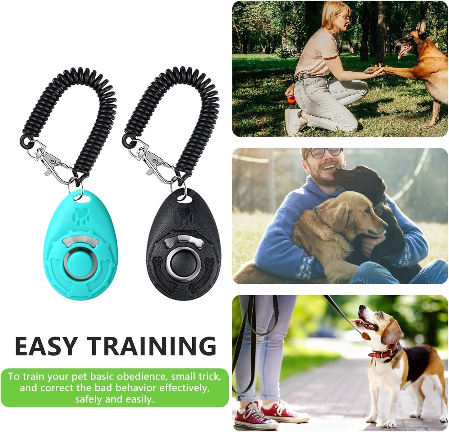 Dog Treat Pouch - 3 Ways to Wear Treat Pouches for Pet Training and 2 Pieces Clicker Taining for Dogs, Dog Training Treat Pouch Bag and Dog Clicker for Training with Waist Belt Shoulder Strap - Black