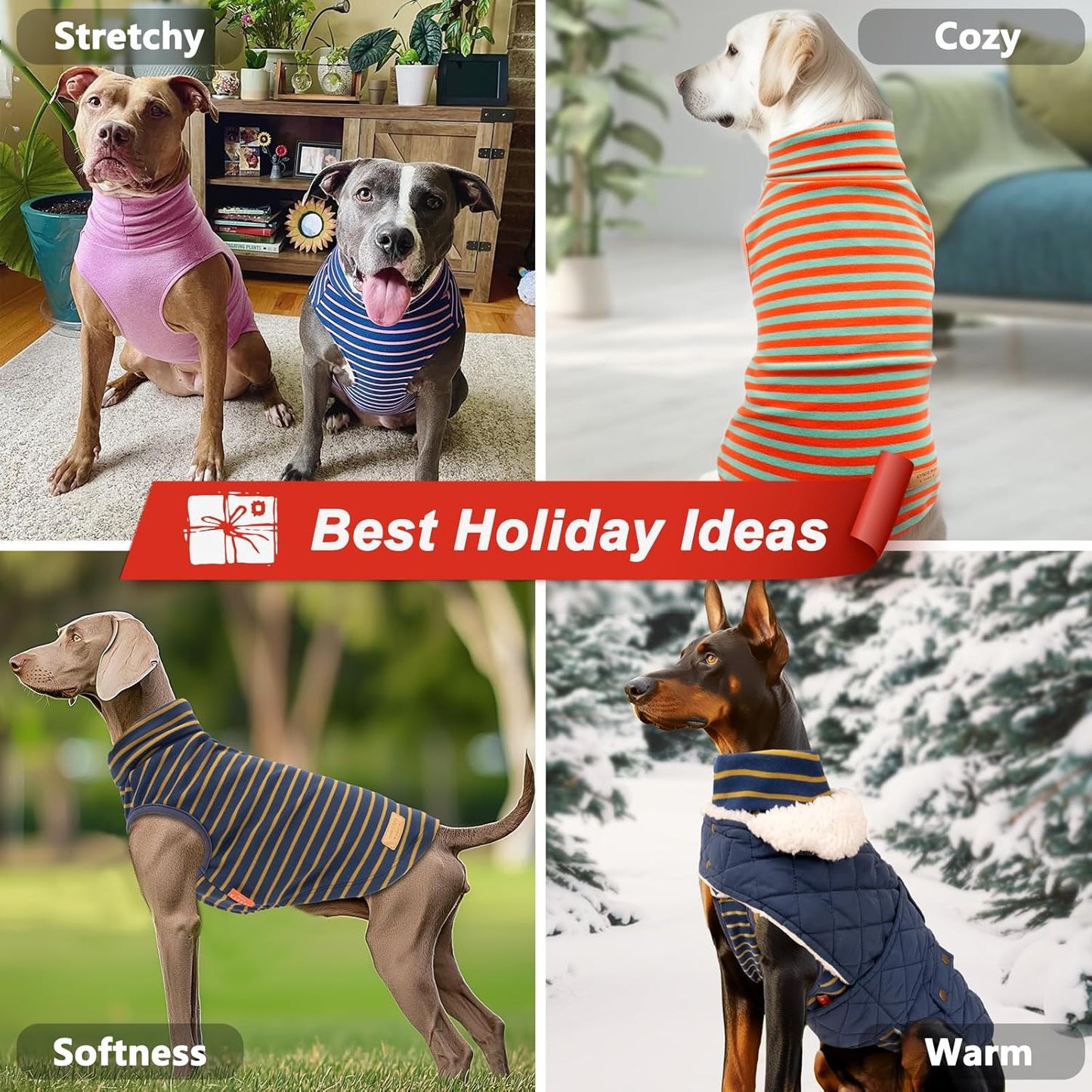 KYEESE 2Pack Dog Sweater Pullover Dog Sweaters for Medium Dogs Girl Soft Dogs Clothes Stretchy Pet Sweatshirt Warm Dogs Coats Turtleneck Large Pets Sweater