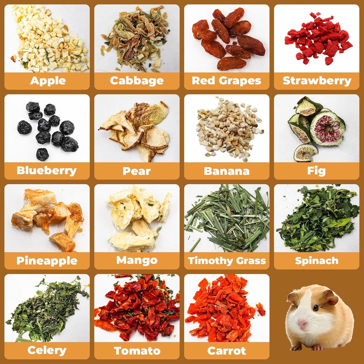 Bunny Treats, Treat Box with 15 Kind of Snacks for Rabbit, Hamster, Chinchilla, Guinea Pig and Other Small Pets, Chinchilla Treats, Guinea Pig Treats, Hamster Treats