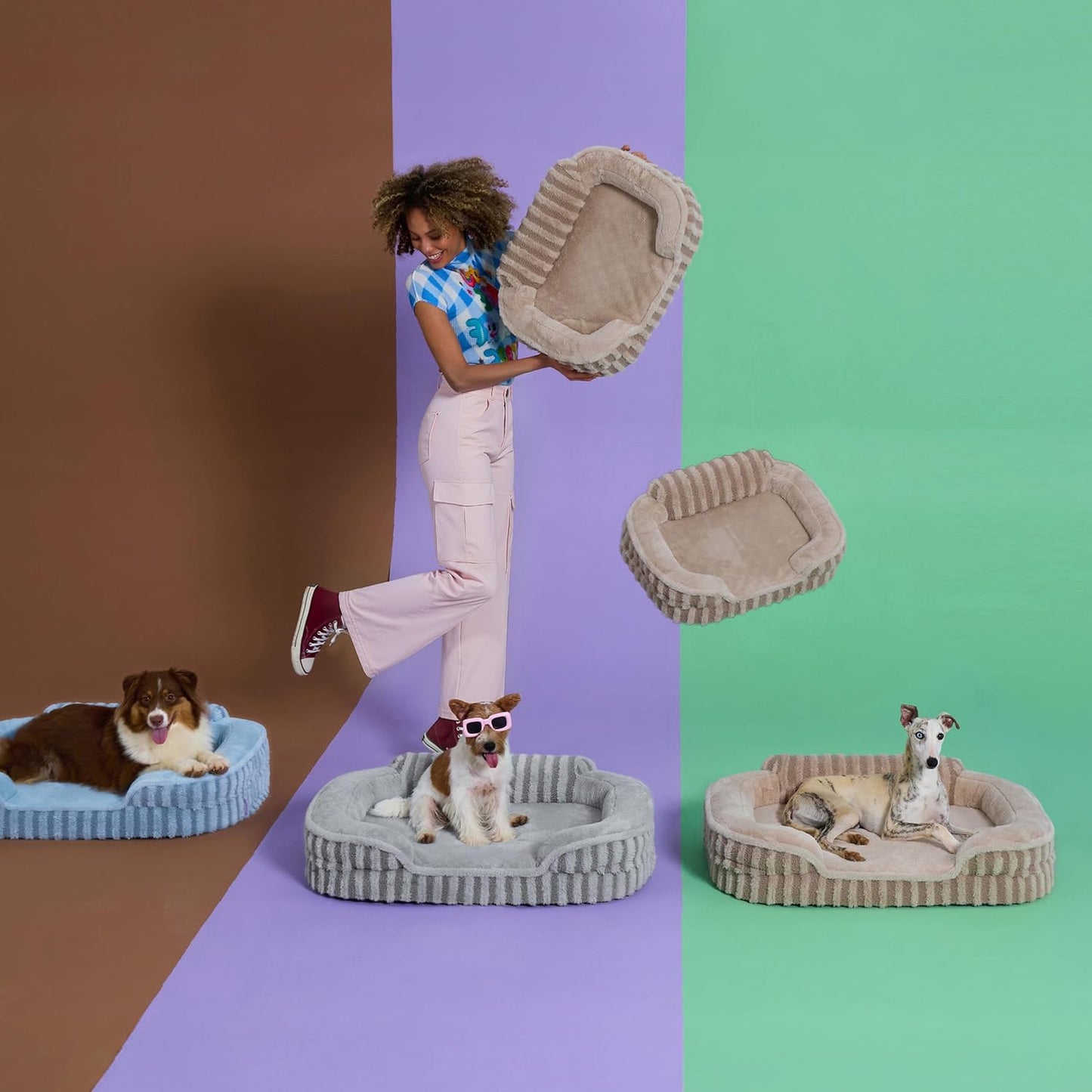 LE SURE Cute Dog Beds for Extra Large Dogs, Orthopedic Waterproof XL Pet Bed with Sides, Non-Slip and Egg-Crate Foam Big Dog Couch Sofa with Washable Removable Cover, Beige