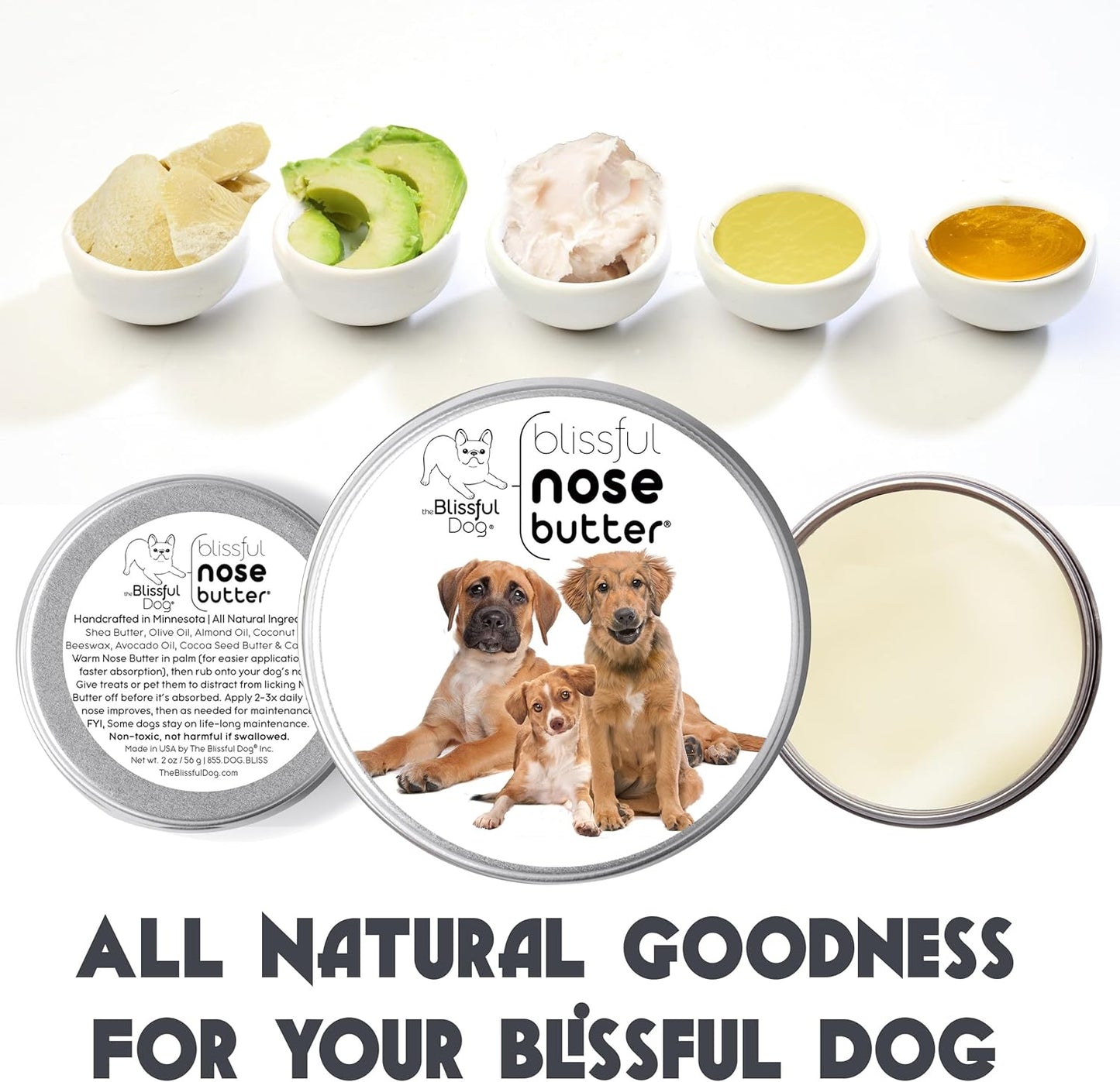 The Blissful Dog 3 Cute Puppies Unscented Nose Butter, 16oz