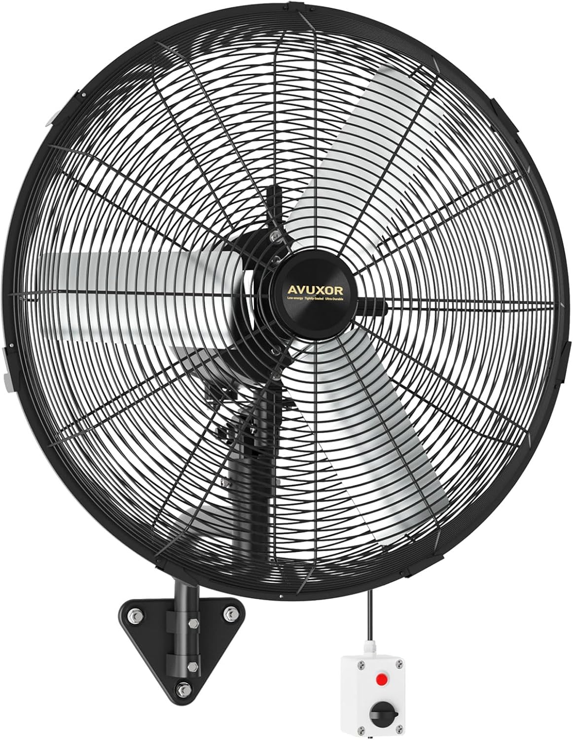 24'' Outdoor Wall Mount Fan, 4 Speed Oscillating Wall Fan with All Sealed Brushless DC Motor, Heavy Duty Industrial Fans, Waterproof Fans for Patios, House, Garage, Commercial, Warehouse, Factory