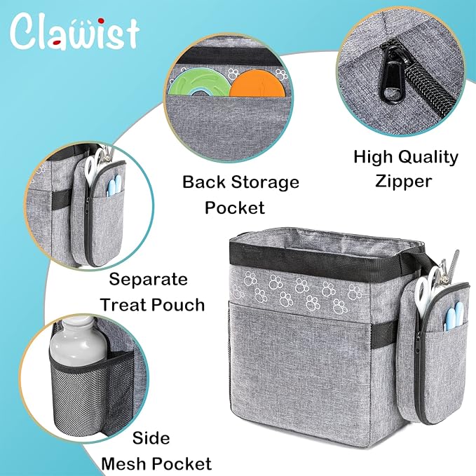 Dog Travel Bag with Treat Pouch, Airline Approved Dog Bags for Traveling, 2 Dog Food Travel Container, 2 Travel Bowls, Weekend Dog Travel Bag for Supplies, Dog Travel Kit Accessories