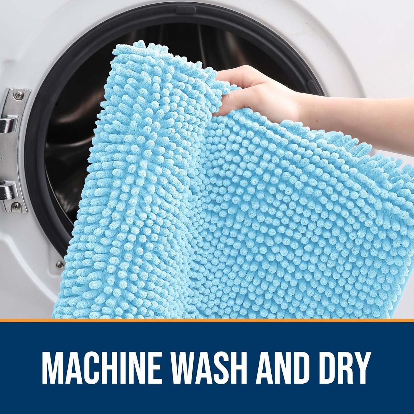 OLANLY Dog Door Mat for Muddy Paws 24x16, Absorbs Moisture and Dirt, Absorbent Non-Slip Washable Doormat, Quick Dry Chenille Mud Mat for Dogs, Entry Indoor Entryway Carpet for Inside Floor, Blue