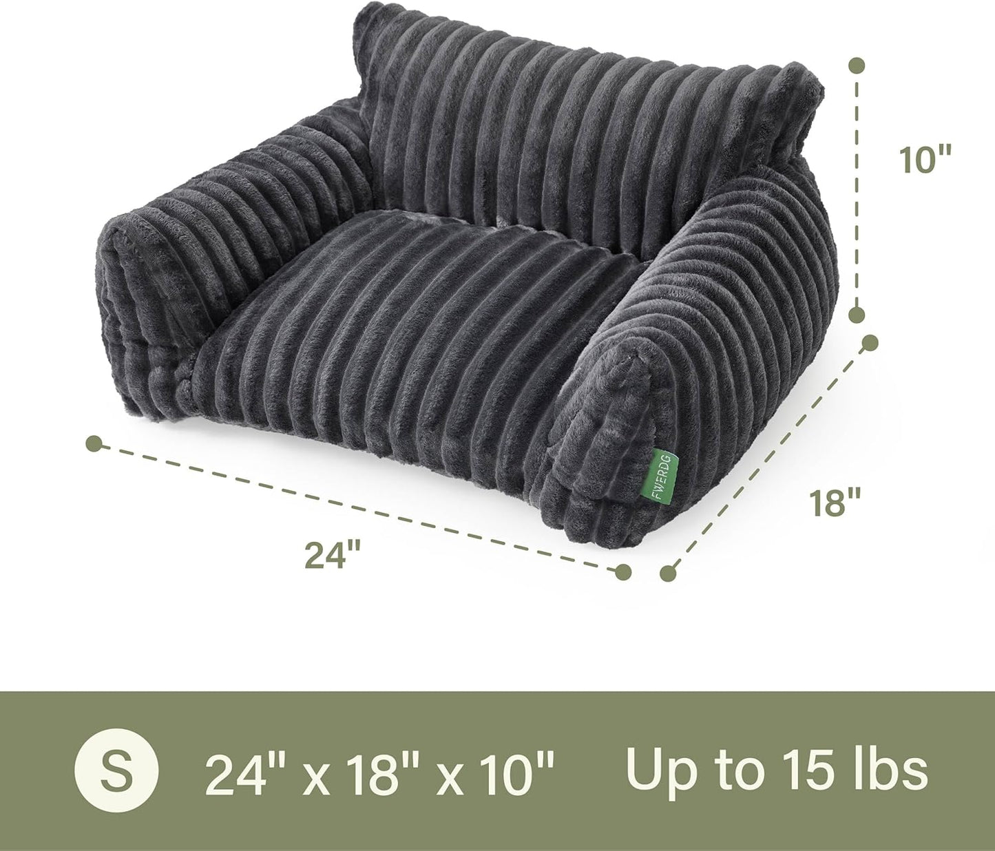 Cute Couch Bed for Pets, Supportive Cat Sofa for Indoor Cats, Small Dog Sofa Bed for Small Dogs, Grey, 24 inches