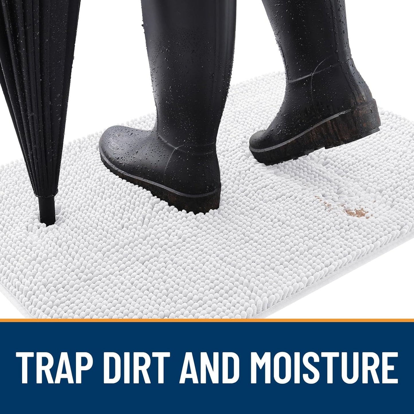 OLANLY Dog Door Mat for Muddy Paws 36x24, Absorbs Moisture and Dirt, Absorbent Non-Slip Washable Doormat, Quick Dry Chenille Mud Mat for Dogs, Entry Indoor Entryway Carpet for Inside Floor, White