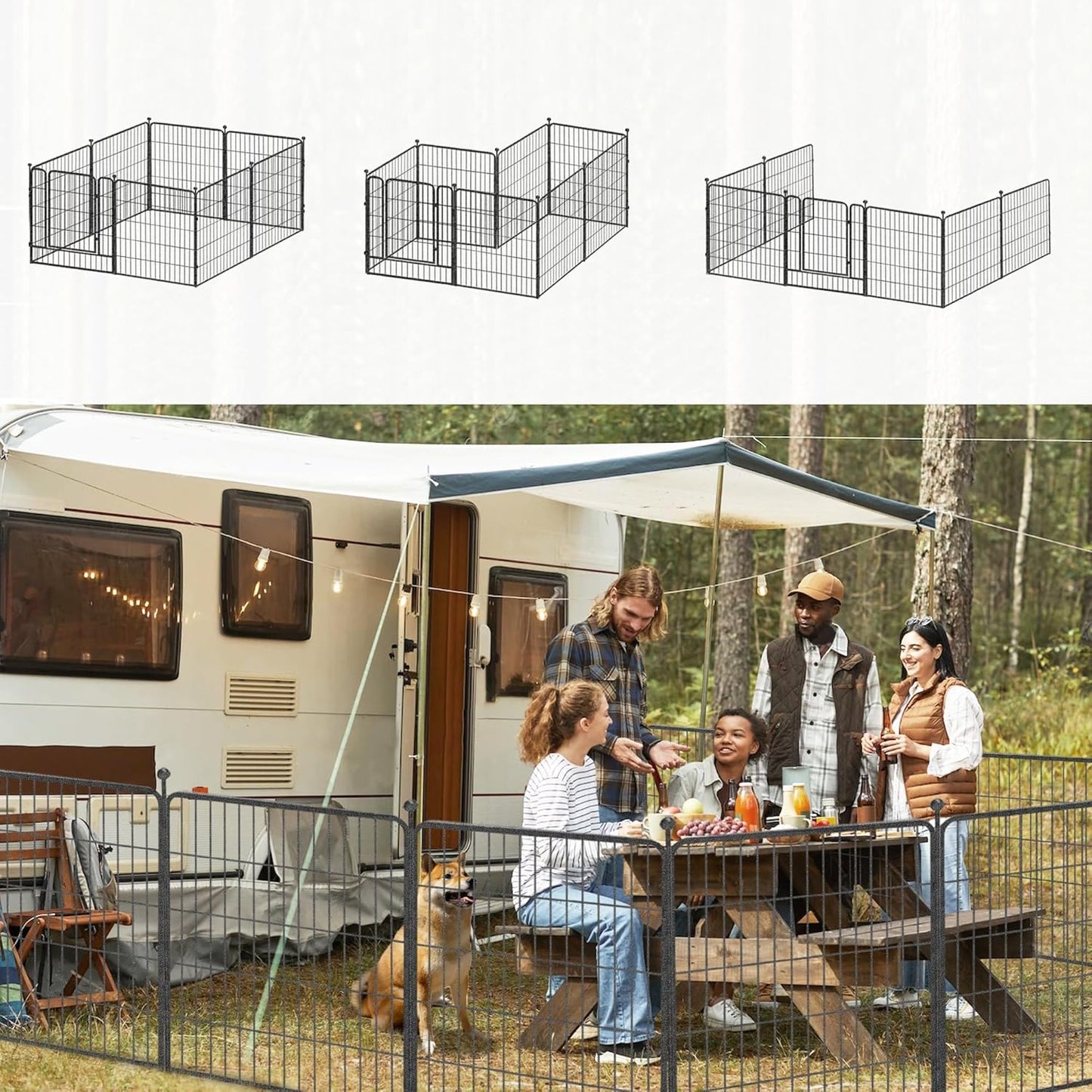 Dog Playpen 32 inch 32 Panels Indoor Outdoor Dog Pen for Medium/Small Dogs Heavy Duty Metal Dog Fence Outdoor for Yard, Puppy Playpen with Door Portable Pet Fence for RV Camping Yard