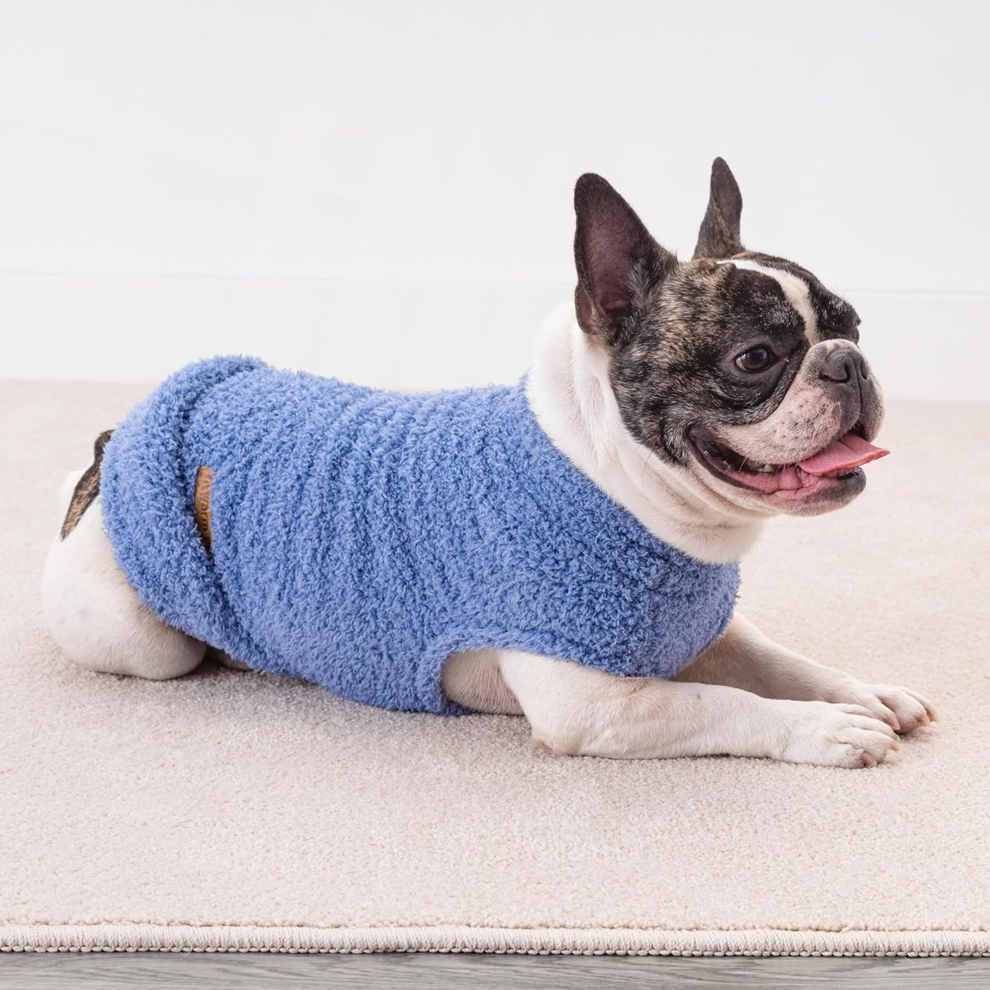 Fitwarm 2 Pack Striped Fleece Dog Sweater, Warm Winter Clothes for Small Dogs Boy Girl, Fuzzy Pet Outfit, Sky Blue, Olive Green, XS