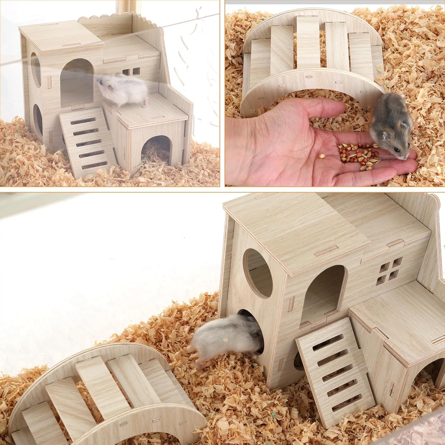 Hamster cage Wooden with Acrylic, Dwarf Hamster cage, Small Animal Habitat with Openable Top, Mouse cage for Guinea Pigs, Chinchillas, Gerbil, Syrian Hamster (24inch)