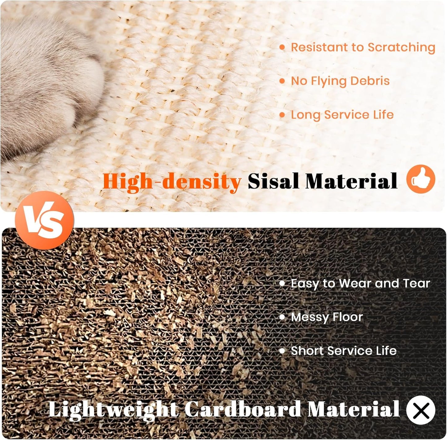 Cat Scratcher, Cat Cratch Sisal Pad with Wooden Roller Ball Toy, Cat Scratchers Interactive Toys for Indoor Cats, Satisfies Kitten’s Scratching, Chasing and Hunting