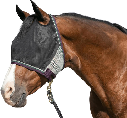 Kensington 90% UV Fly Mask Halter CatchMask UViator - Without Ears & Forelock Freedom Web Trim *Roomy Fit*- Medium, Imperial Jade