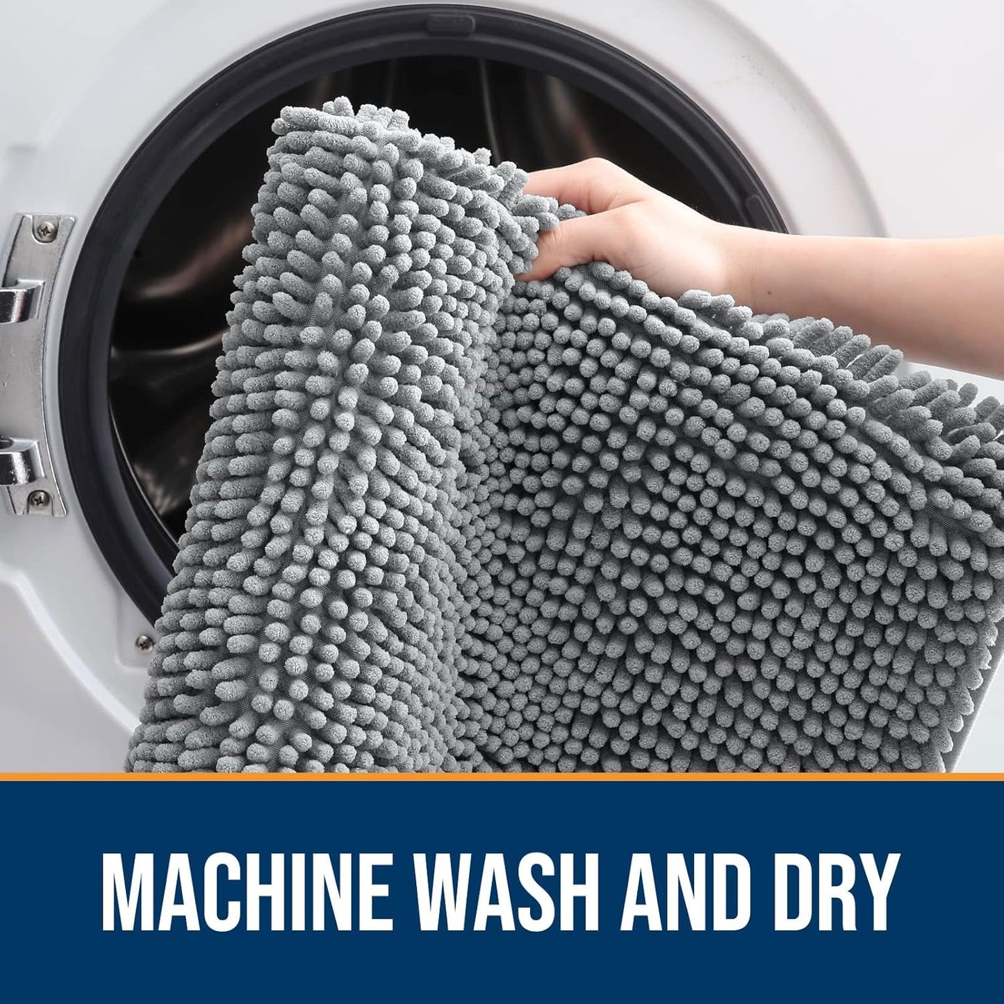 OLANLY Dog Door Mat for Muddy Paws 40x24, Absorbs Moisture and Dirt, Absorbent Non-Slip Washable Doormat, Quick Dry Chenille Mud Mat for Dogs, Entry Indoor Entryway Carpet for Inside Floor, Grey