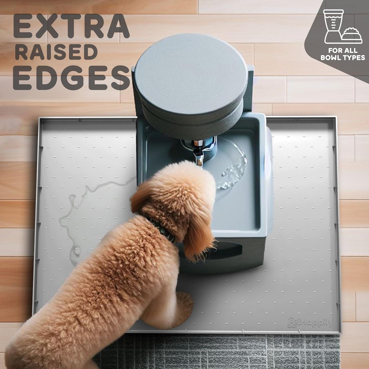 32x24x1” XL Dog Food Mat - All Purpose Under Sink Liner, Washer and Dryer Covers for The Top, Silicone Griddle Mat for Blackstone - Raised Edges Dog Mat for Food and Water Prevent Spill, Waterproof