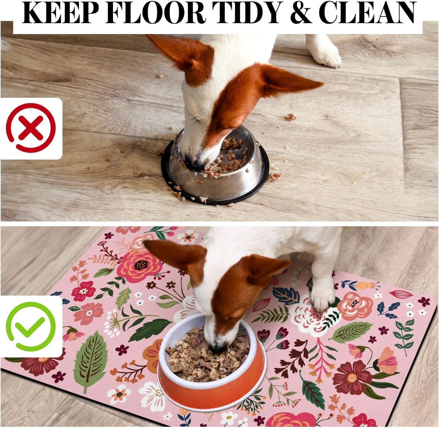 Dog Food Mats for Floors, Absorbent Dog Bowl Mat for Food and Water Dispenser Mat, Quick Dry Cat Food Mat Pet Supplies