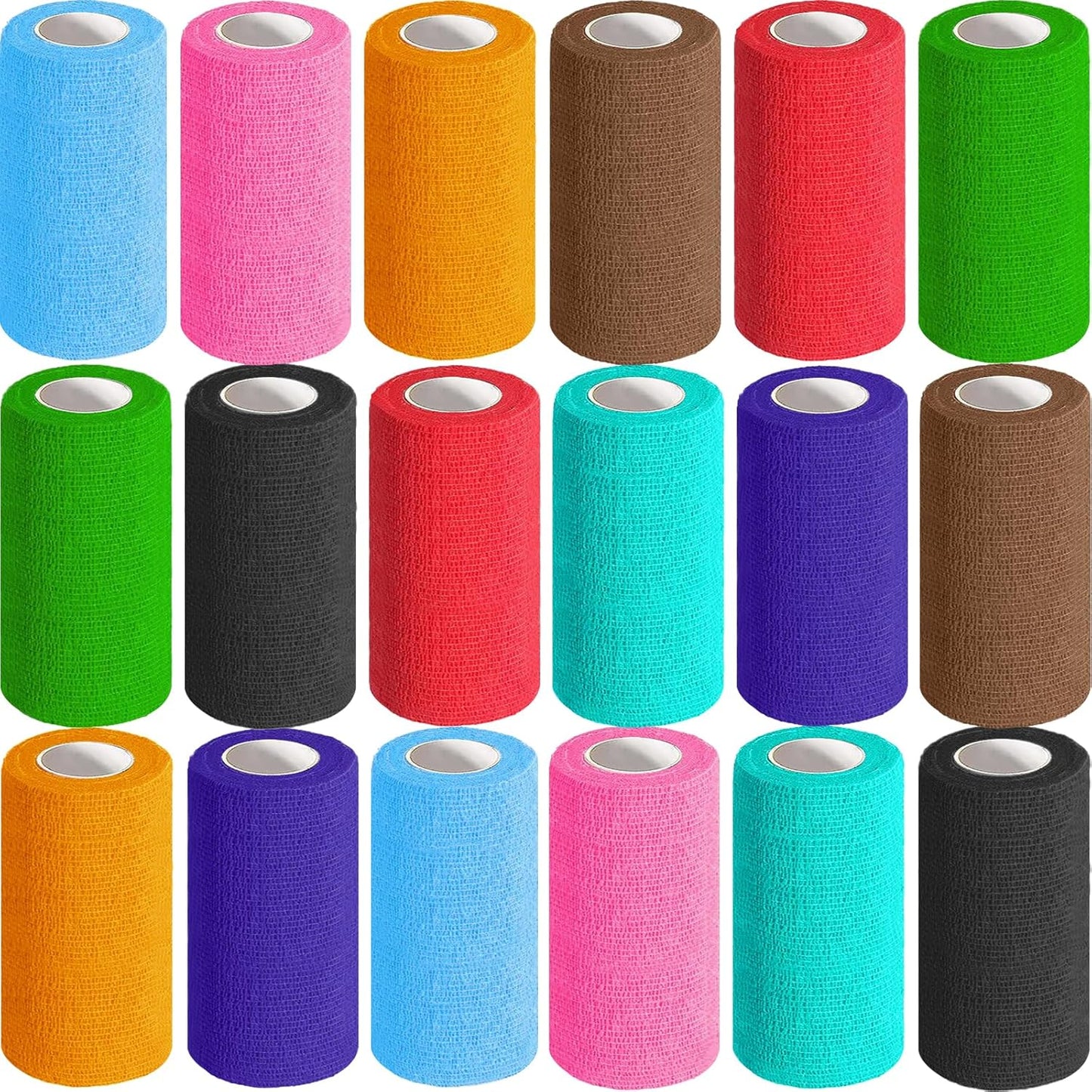 AZEN 18 Pack Self Adhesive Bandage Wrap, 4" X 5 Yards Elastic Cohesive Bandage Wrap, Color Athletic Tape, Tattoo Grip Tape Wra, Ankle Tape, Vet Wrap