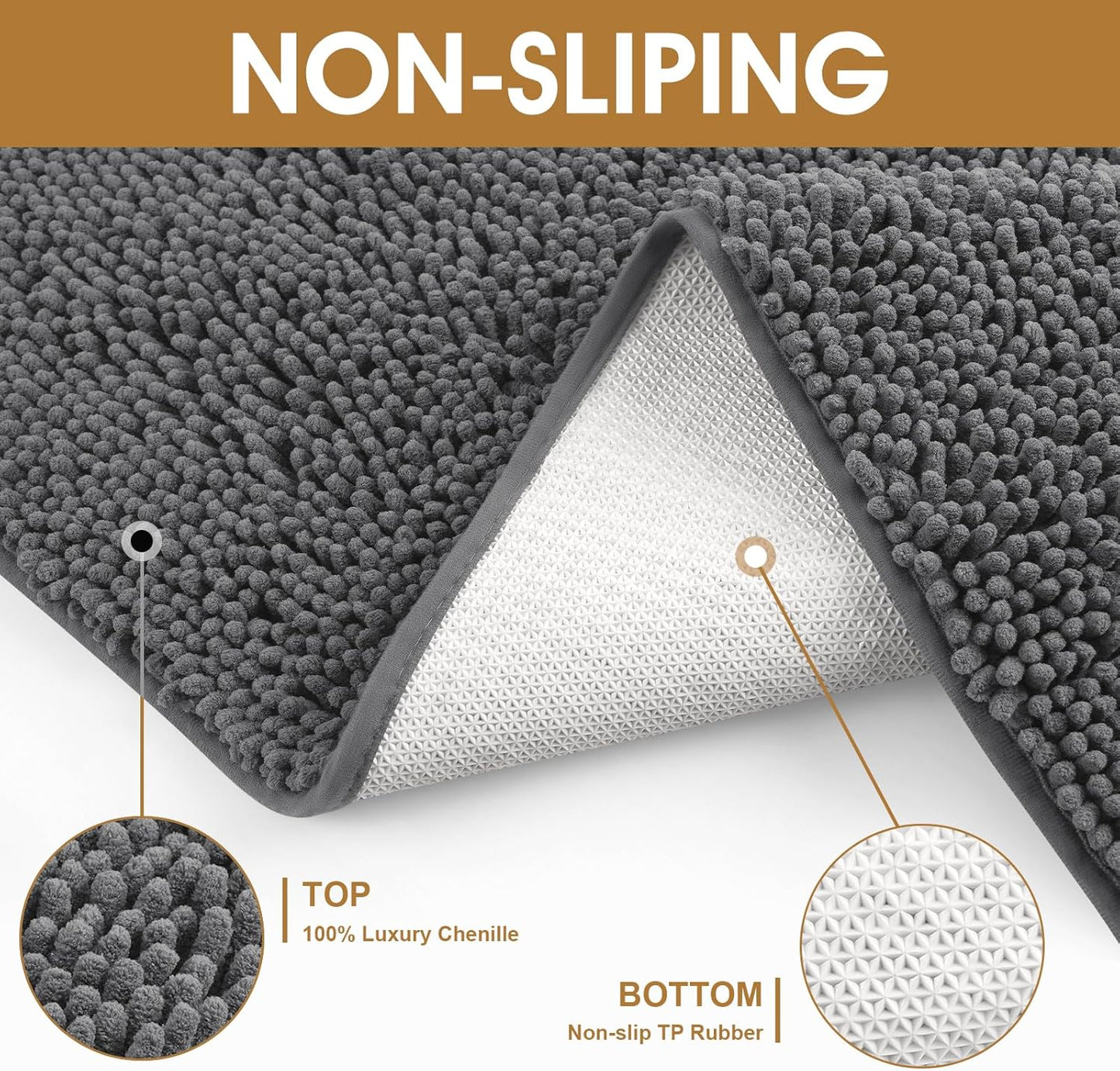 Dog Door Mats for Muddy Paws, Chenille Absorbent Dog Mats, Non Slip Heavy Mud Mat for Dogs, Soft Pet Mat for Entryway, Mud Paws, Inside Floor,48" x 38", Grey