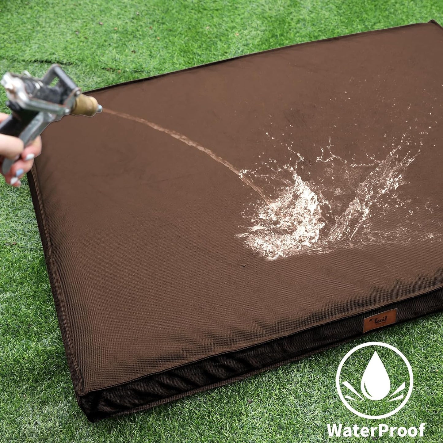 Outdoor Dog Bed for Medium Dogs, Waterproof Dog Crate Bed for Puppy Beds, Orthopedic Egg Crate Foam Pet Bed with Washable and Removable Oxford Cover, Brown