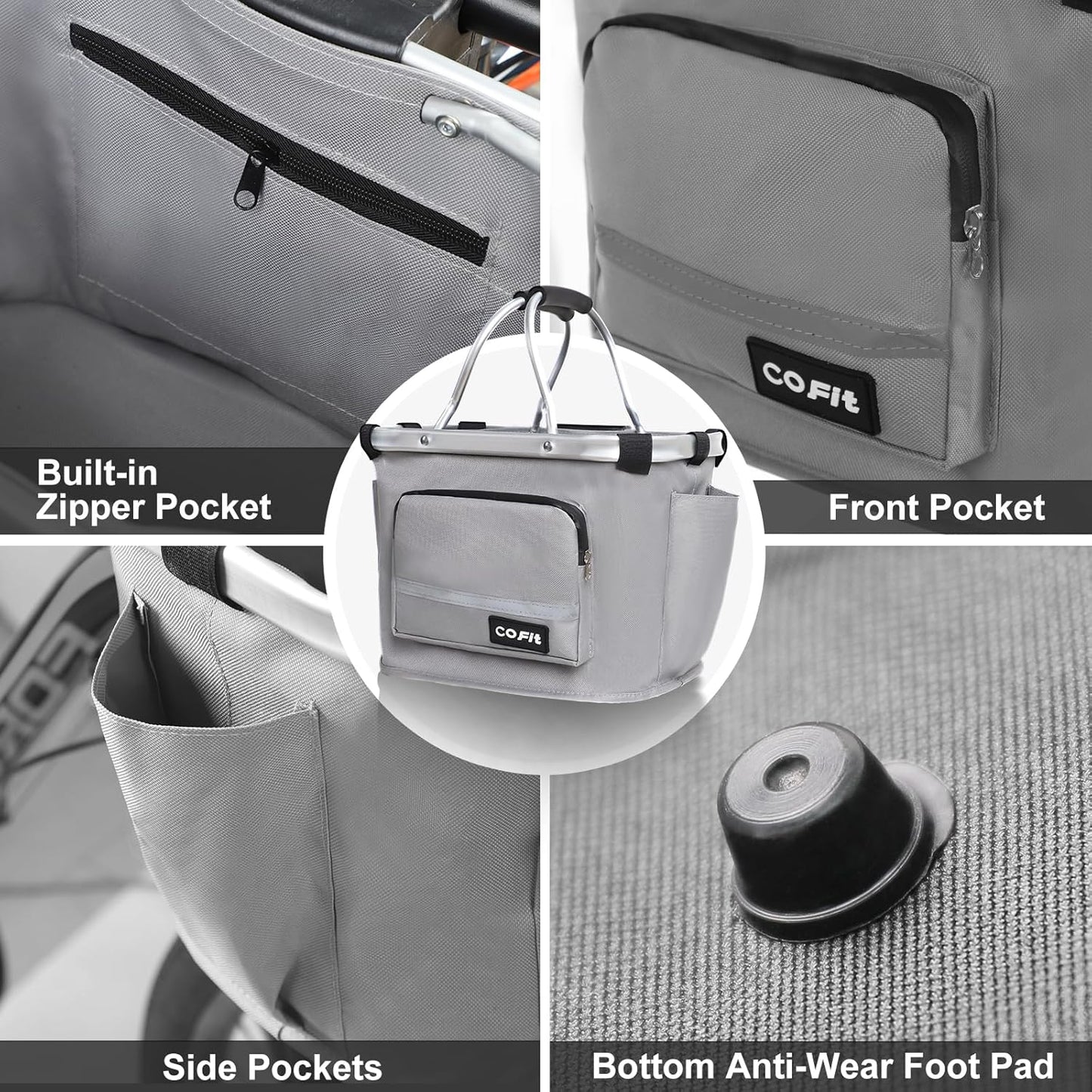 COFIT Detachable Bike Basket, Multi-Purpose Bicycle Handlebar Basket for Pet, Shopping, Commuter, Camping and Outdoor