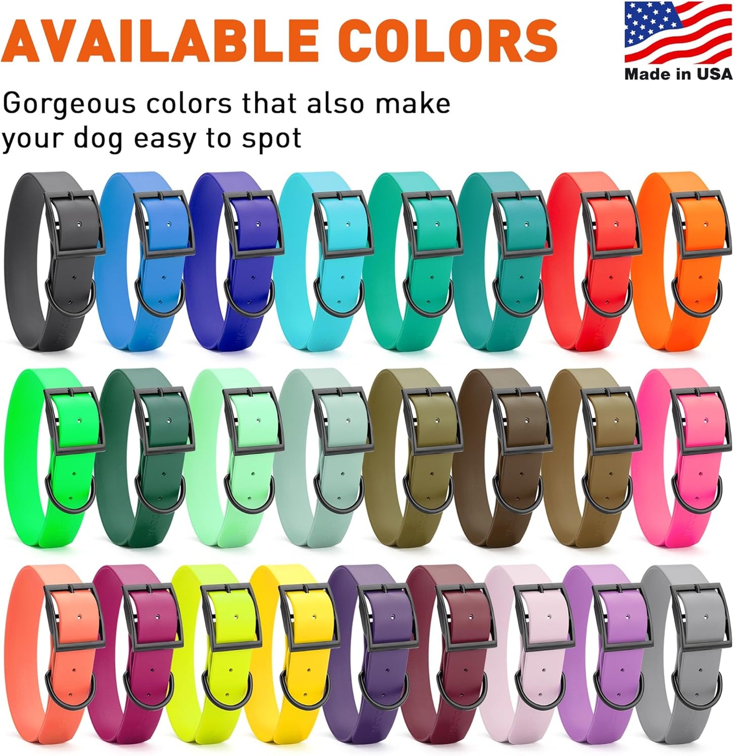 Dogline Biothane Waterproof Dog Collar Strong Coated Nylon Webbing with Black Hardware Odor- Proof for Easy Care Easy to Clean High Performance Fits Small Medium or Large Dogs, Violet Purple