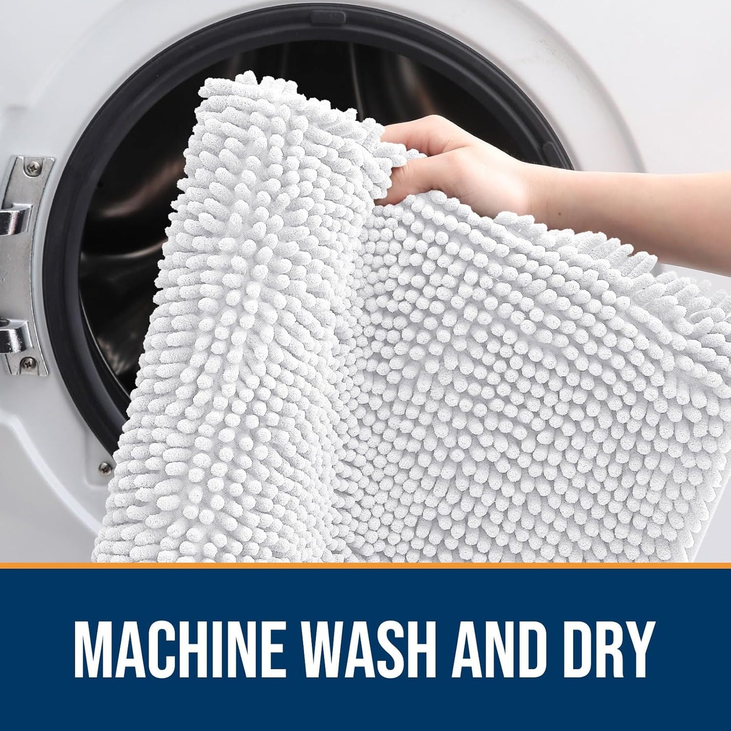 OLANLY Dog Door Mat for Muddy Paws 36x24, Absorbs Moisture and Dirt, Absorbent Non-Slip Washable Doormat, Quick Dry Chenille Mud Mat for Dogs, Entry Indoor Entryway Carpet for Inside Floor, White