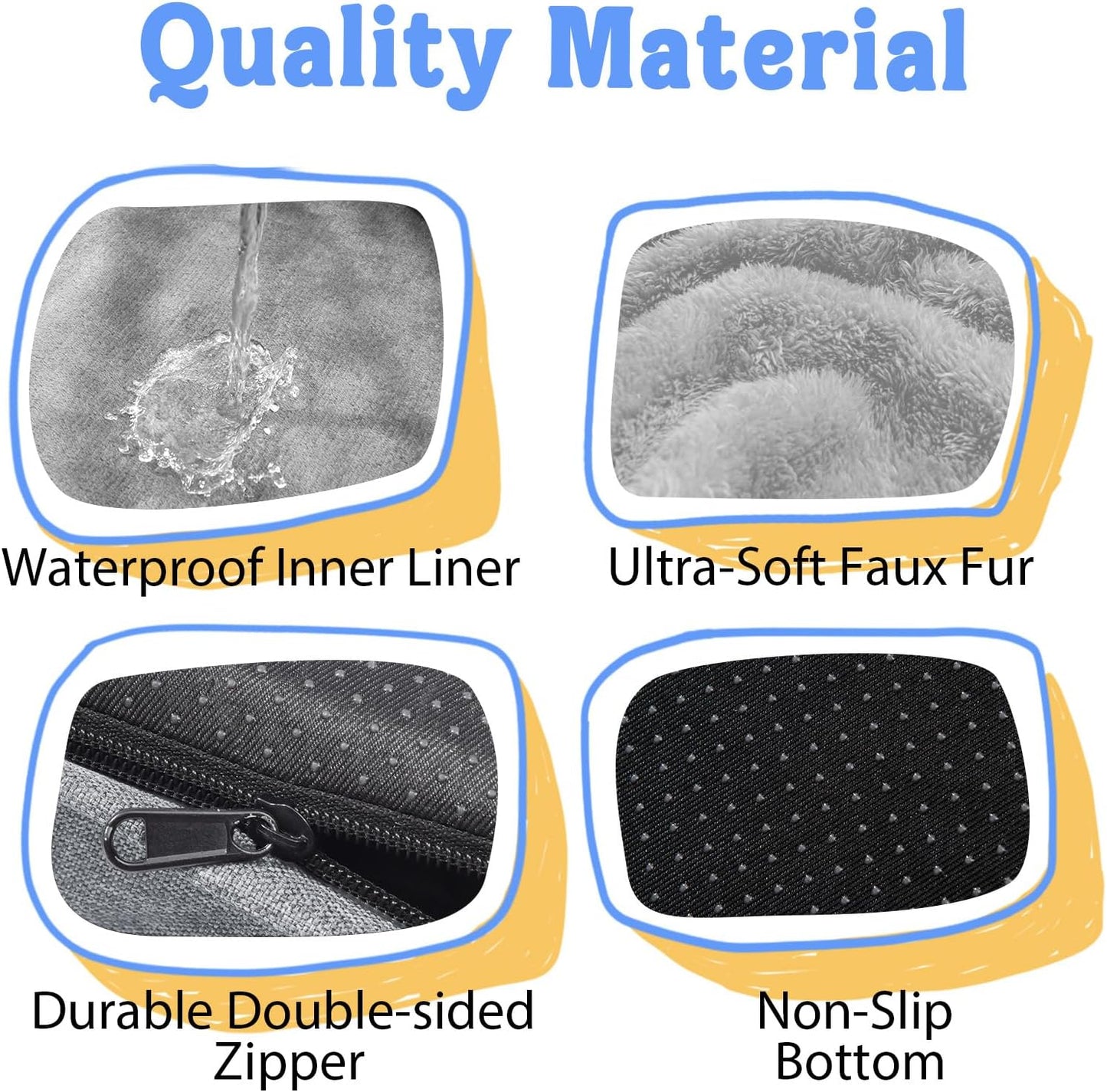 Washable Orthopedic Large Dog Bed - Removable Waterproof Cover with Bolster Extra Large Dog Bed Foam Support XL Large Big Pet Dogs Beds