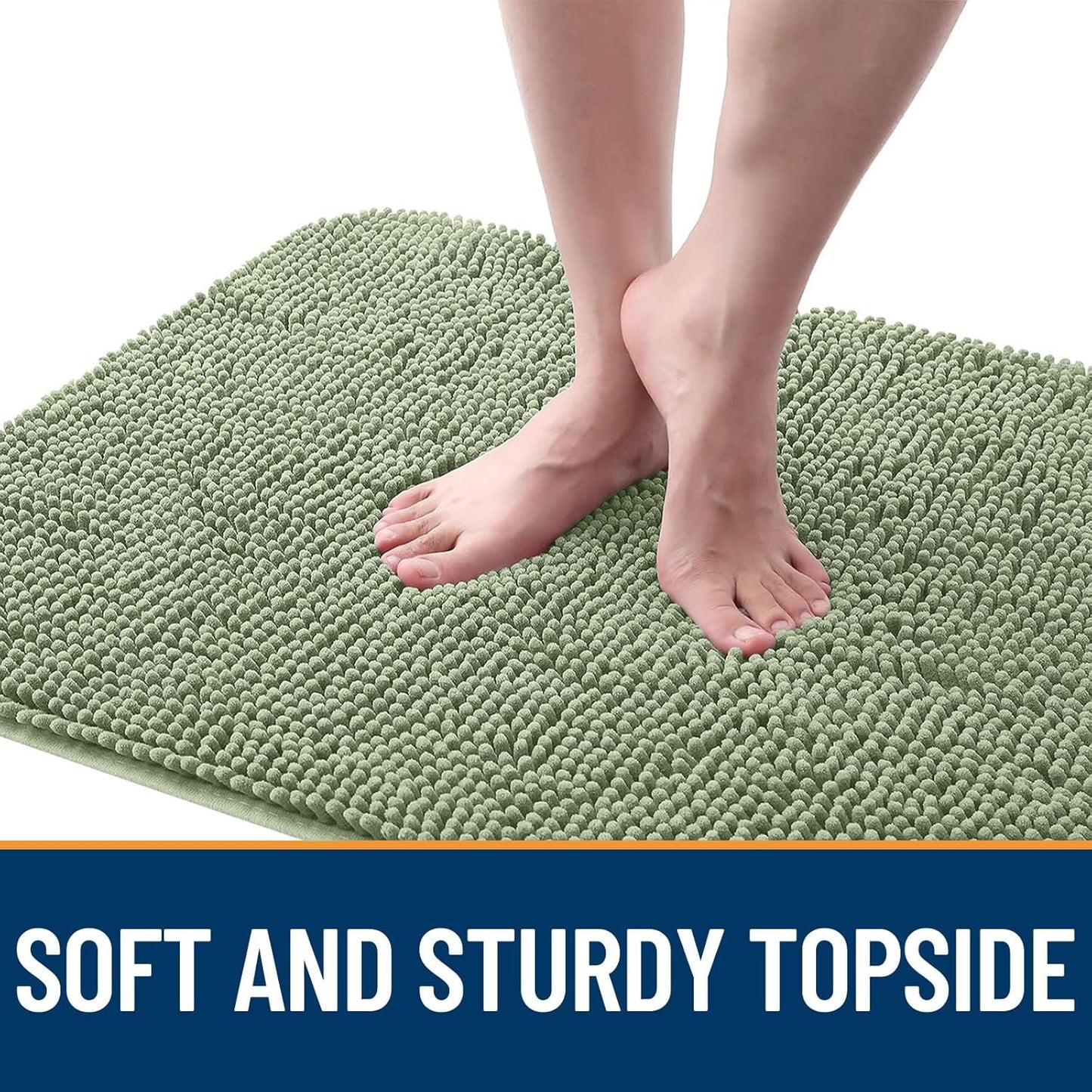 OLANLY Dog Door Mat for Muddy Paws 40x32, Absorbs Moisture and Dirt, Absorbent Non-Slip Washable Doormat, Quick Dry Chenille Mud Mat for Dogs, Entry Indoor Entryway Carpet for Inside Floor, Sage Green